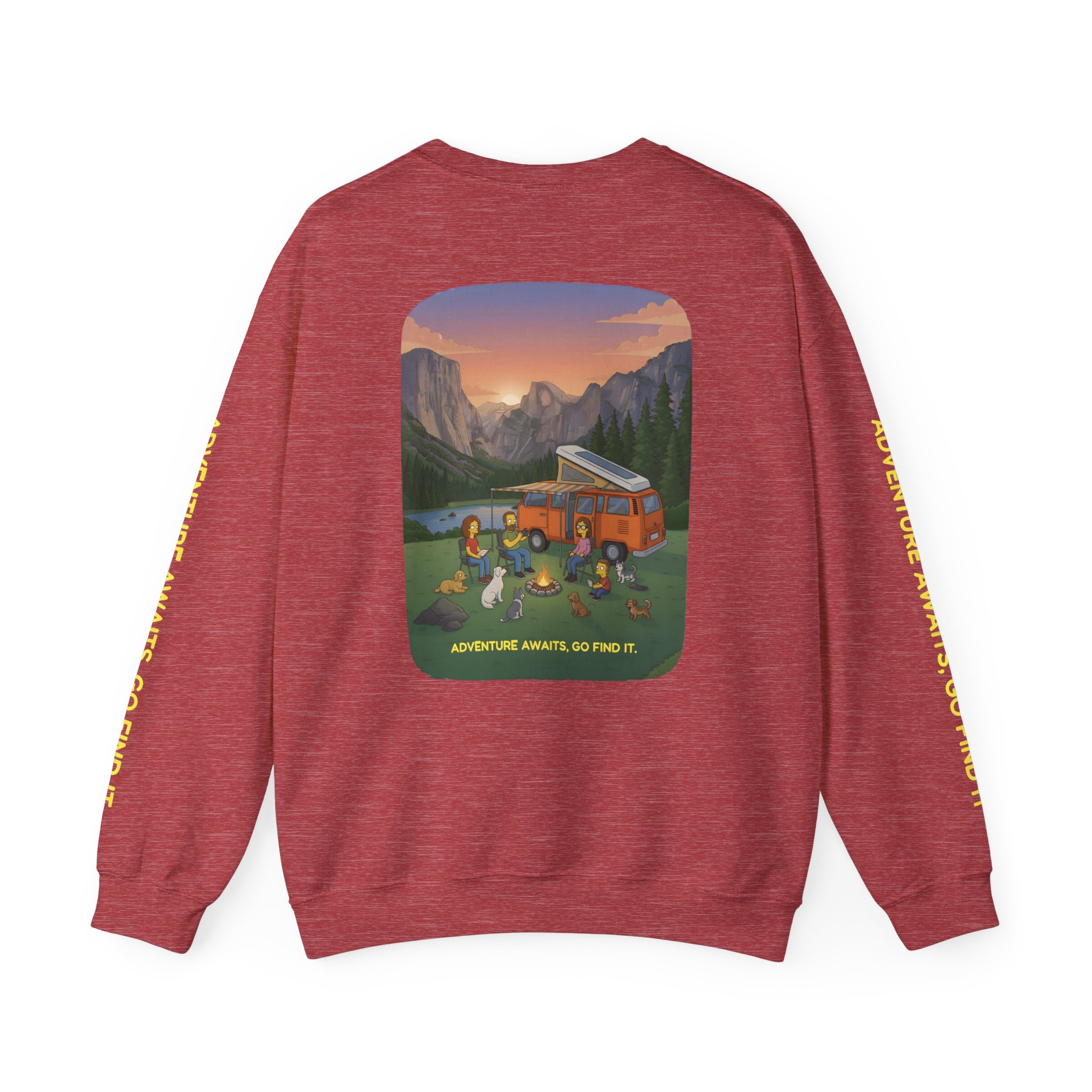 Unisex Heavy Blend™ Crewneck Sweatshirt — "Adventure Awaits-Go Find It"" Design Sitcom-Line