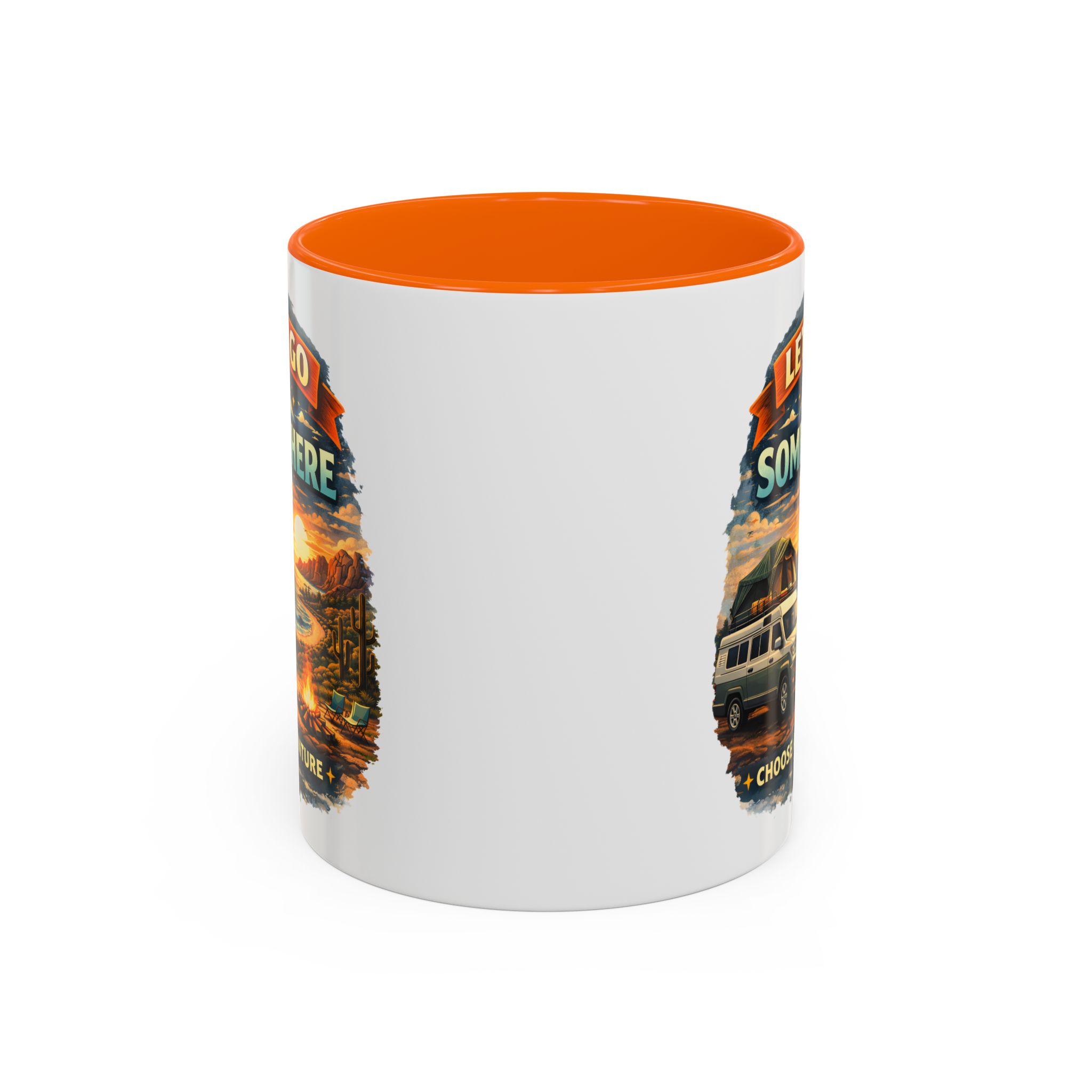 Accent Coffee Mug (11, 15oz) — "Lets Go Somewhere" Design Scenic-Line