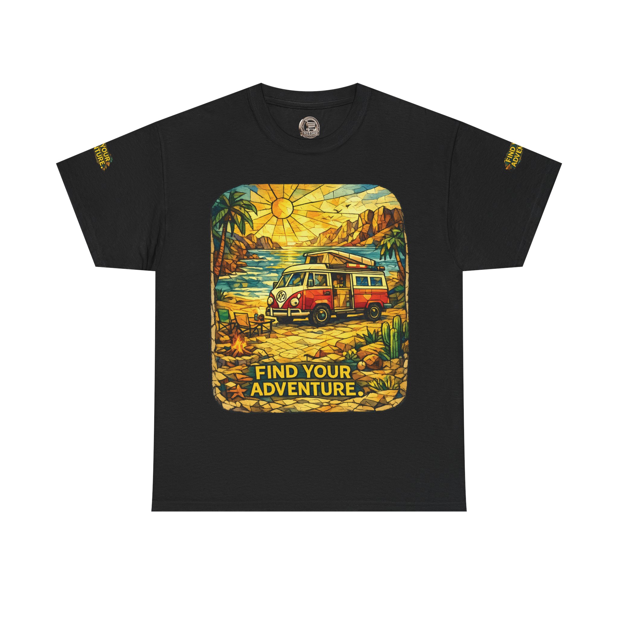 Unisex Heavy Cotton Tee — "Find Your Adventure" Design Cubic-Line