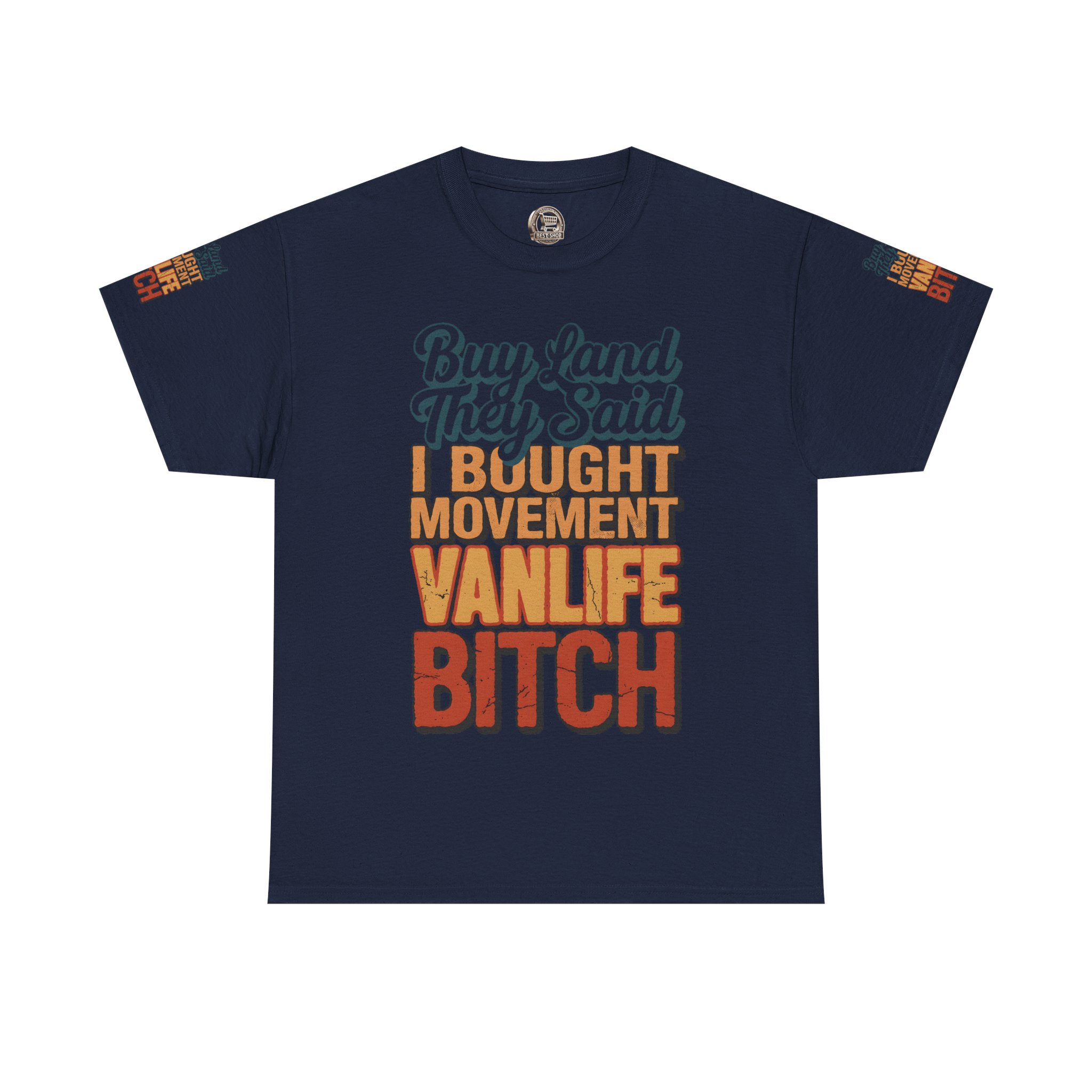 Unisex Heavy Cotton Tee — "Buy Land They Said" Design F**K-Line