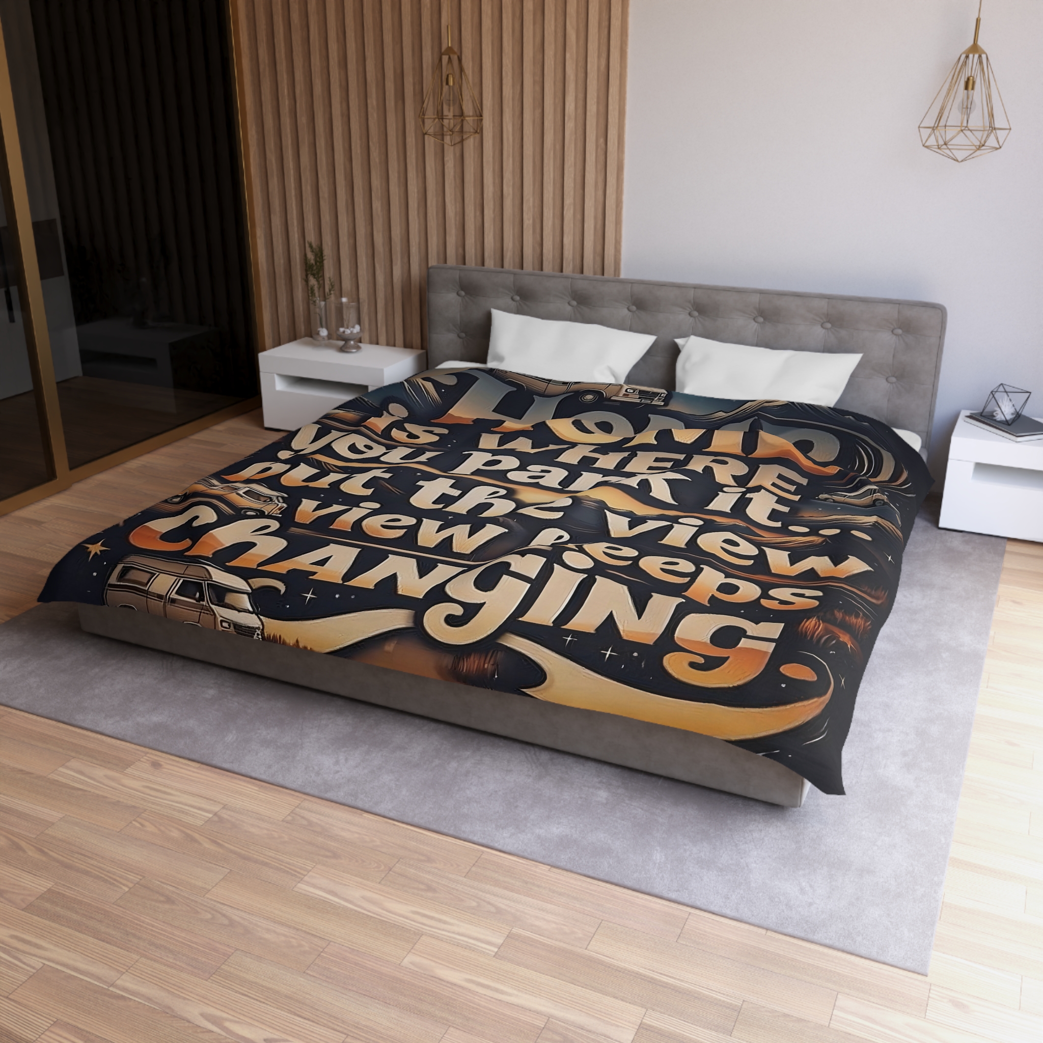 Duvet Cover - “Home Is Where You Park It… But The View Keeps Changing” Camper Van Bedding
