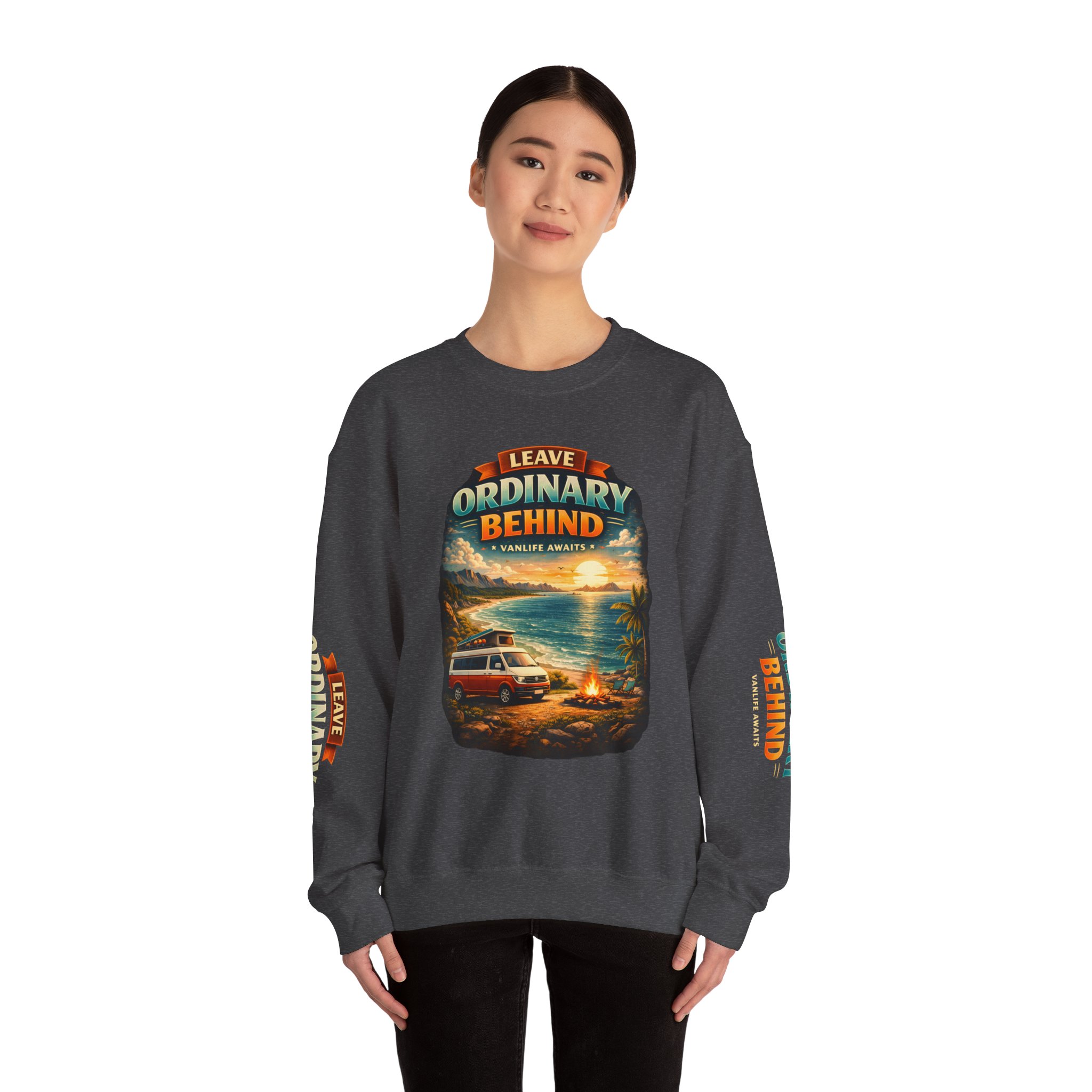 Unisex Heavy Blend™ Crewneck Sweatshirt — "Leave Ordinary Behind" Design Scenic-Line