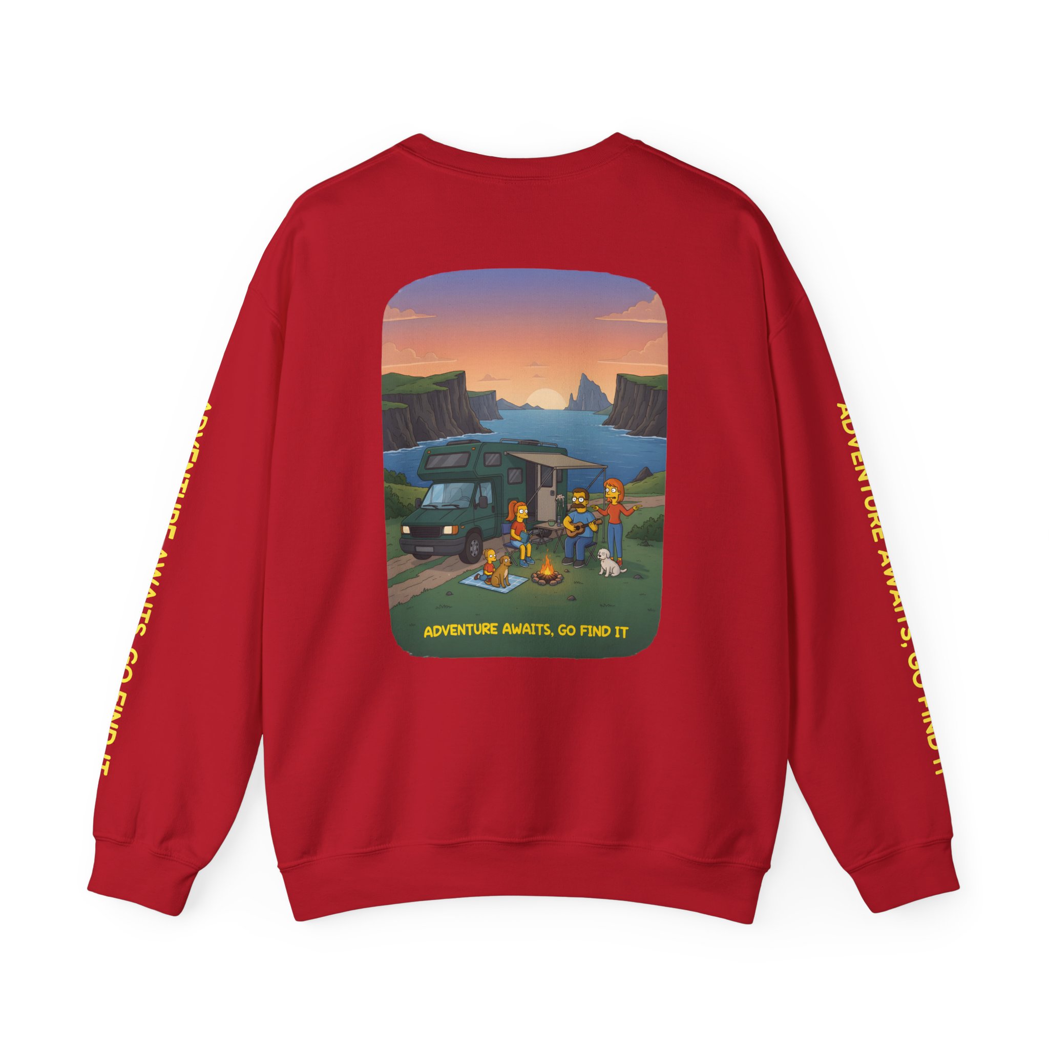 Unisex Heavy Blend™ Crewneck Sweatshirt — "Adventure Awaits-Go Find It"" Design Sitcom-Line