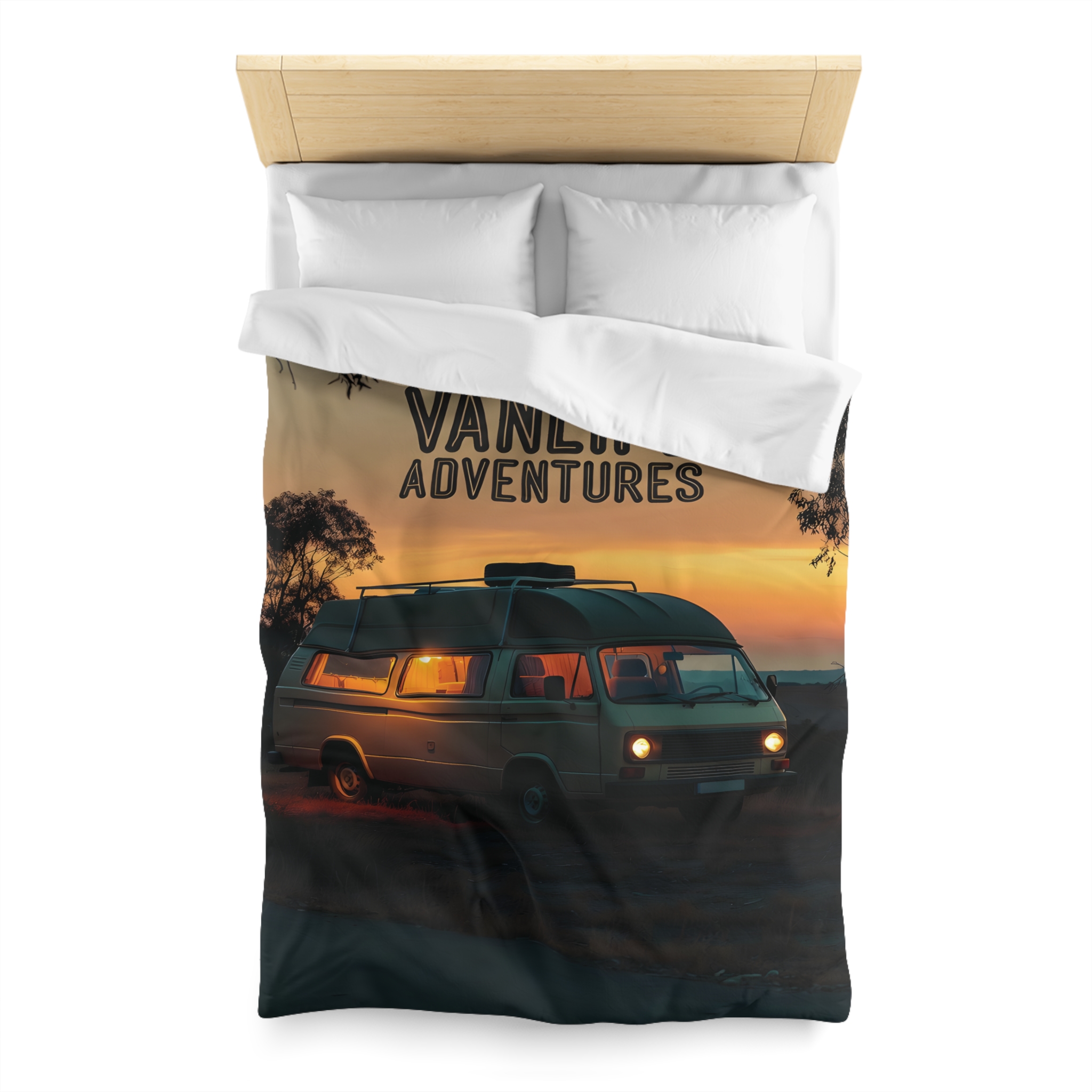 5537141863972625774_2048.jpeg Duvet Cover — 'Vanlife Adventures' Sunset Camper Bedding