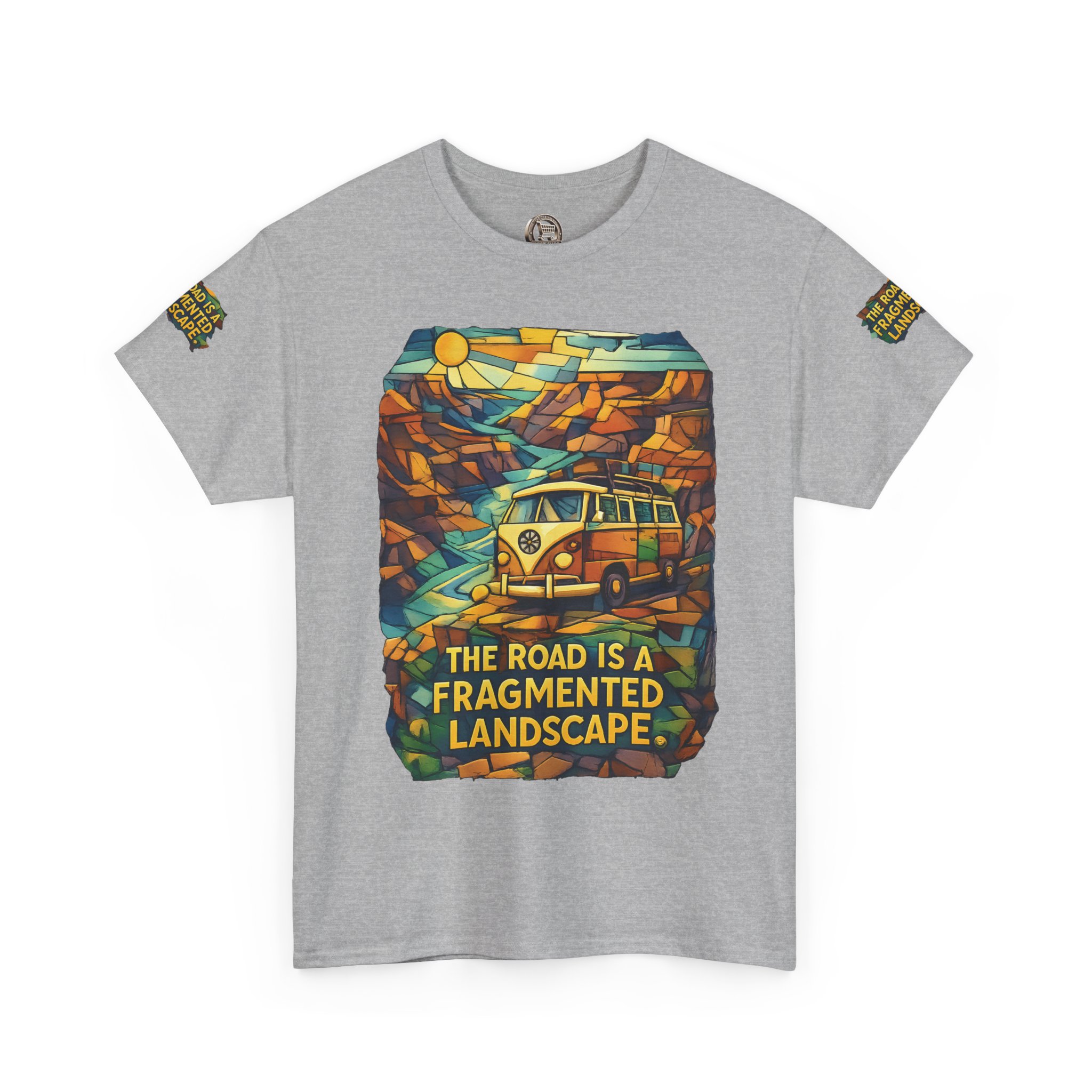 5537711223451845201_2048.jpeg Unisex Heavy Cotton Tee — "The Road Is A Fragmented Landscape" Design Cubic-Line