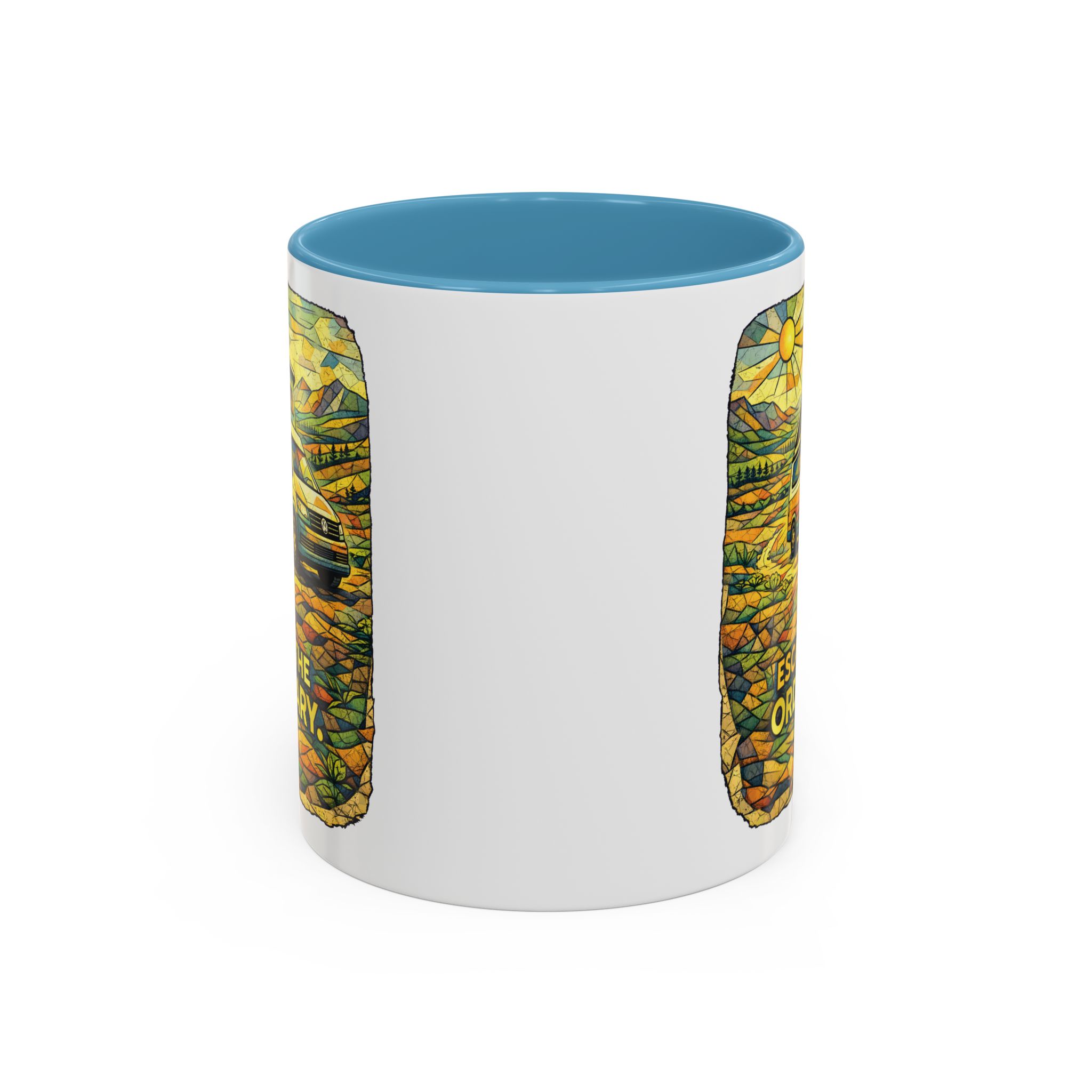 Accent Coffee Mug (11, 15oz) — "Escape The Ordinary" Design Cubic-Line