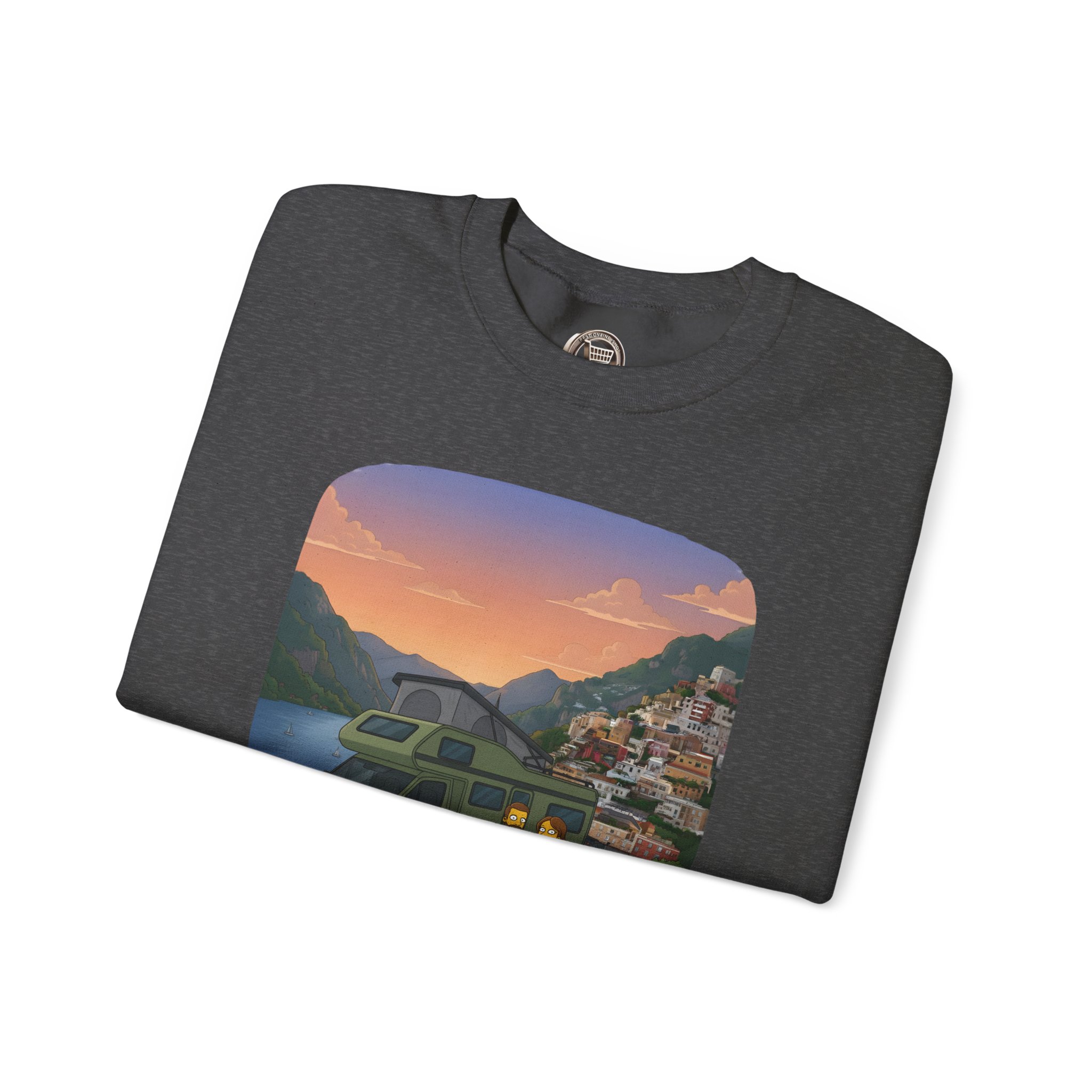 Unisex Heavy Blend™ Crewneck Sweatshirt — "Mountain Air And Alpine Adventure"" Design Sitcom-Line
