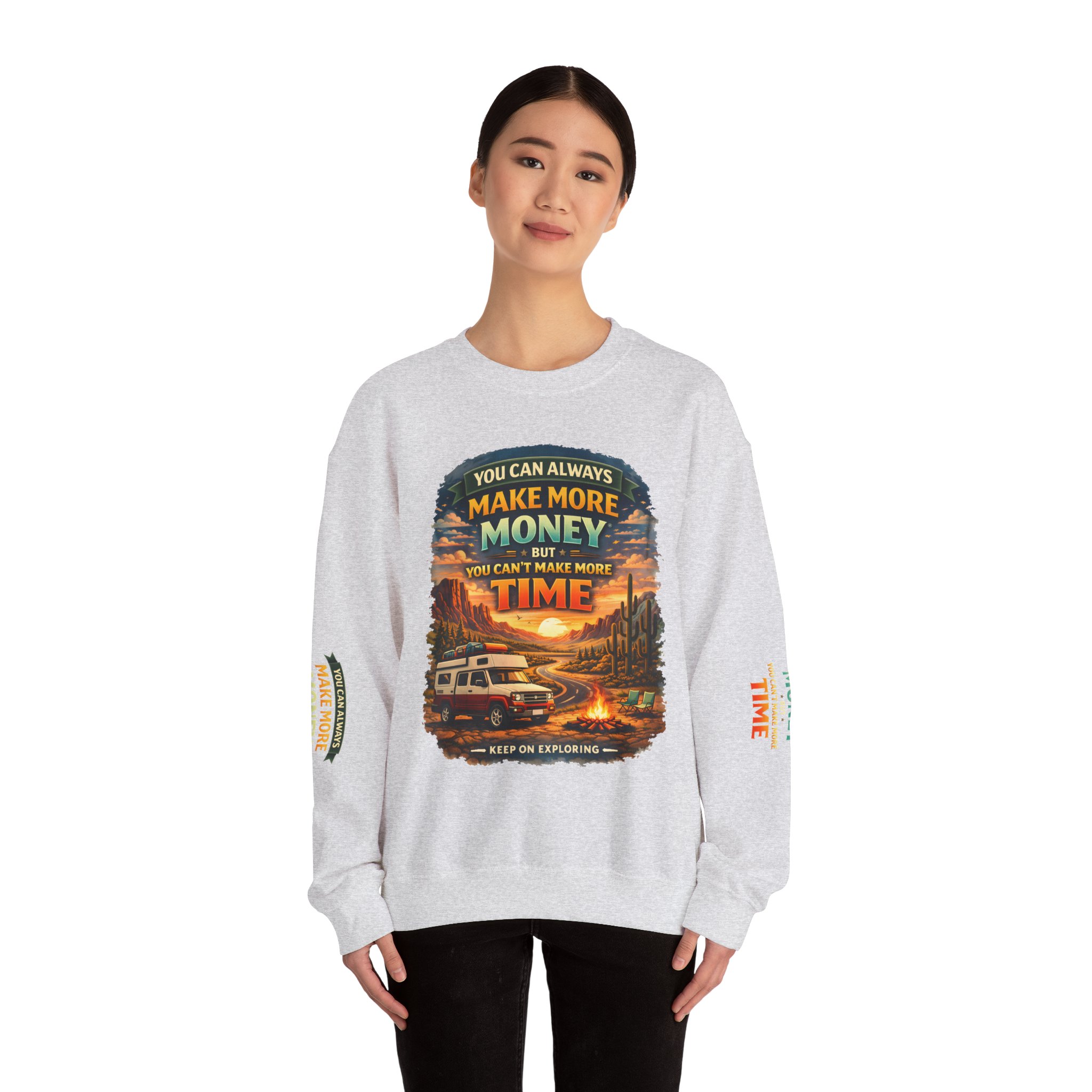 Unisex Heavy Blend™ Crewneck Sweatshirt — "You Can Always Make More Money" Design Scenic-Line