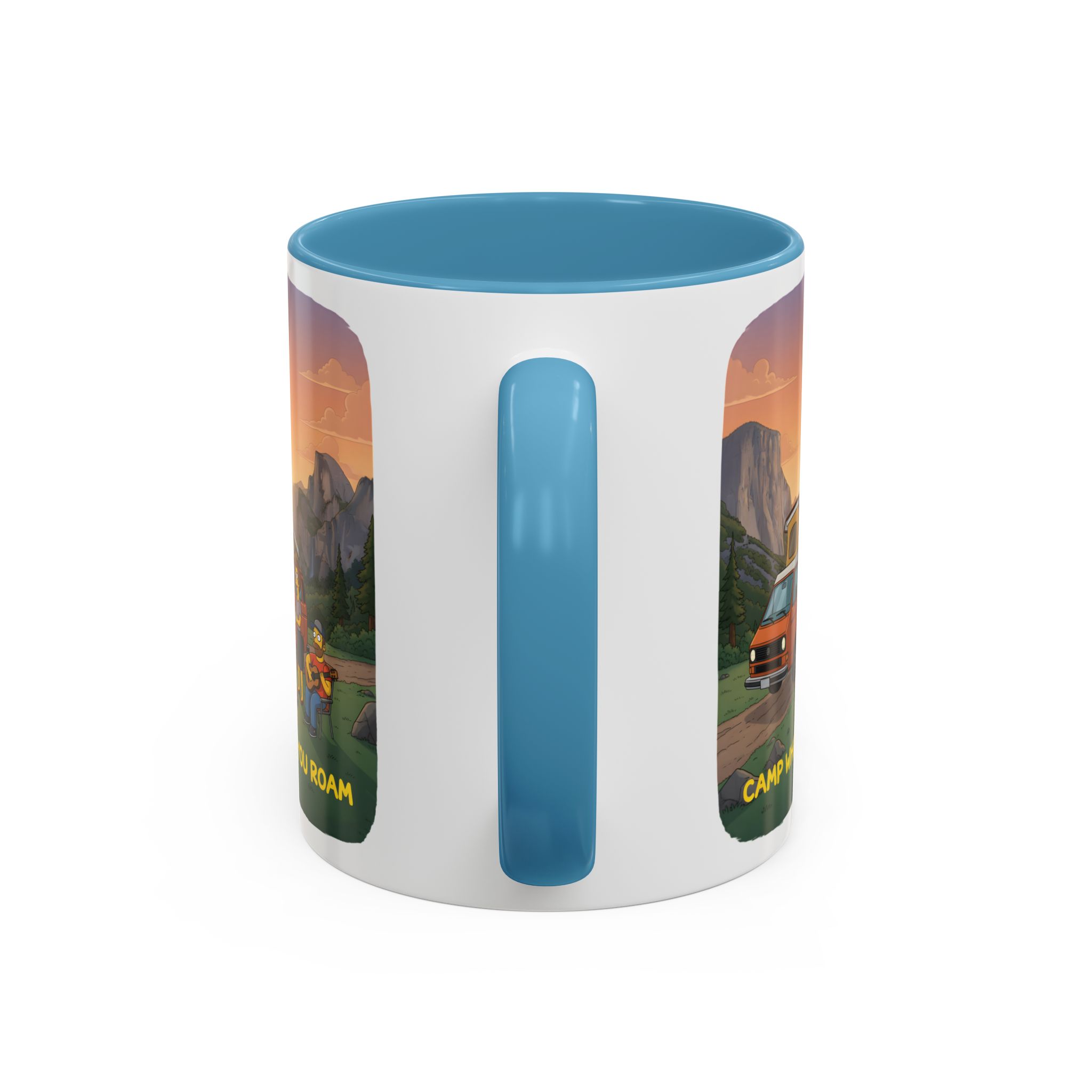 Accent Coffee Mug (11, 15oz) — "Camp Where You Roam" Design Sitcom-Line