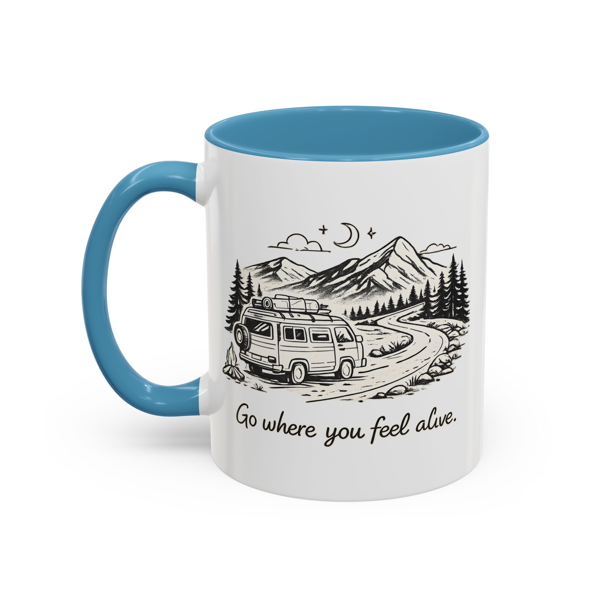 Accent Coffee Mug (11, 15oz) — "Go Where You Feel Alive" Design Minimal-Line