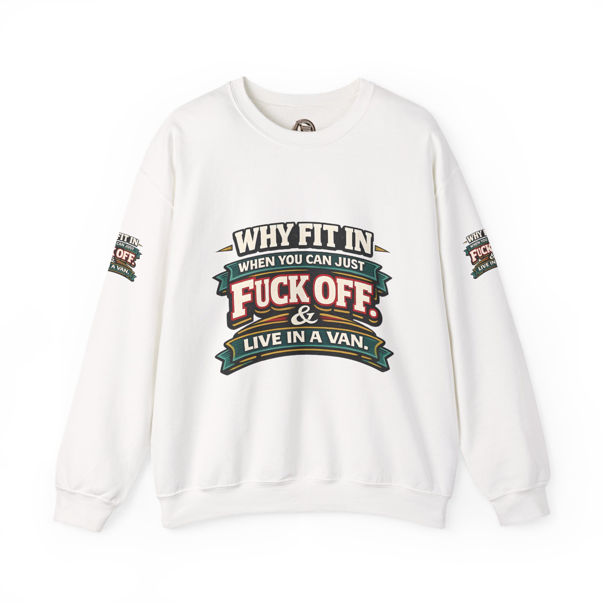 Unisex Heavy Blend™ Crewneck Sweatshirt — "Why Fit In" Design F**K-Line