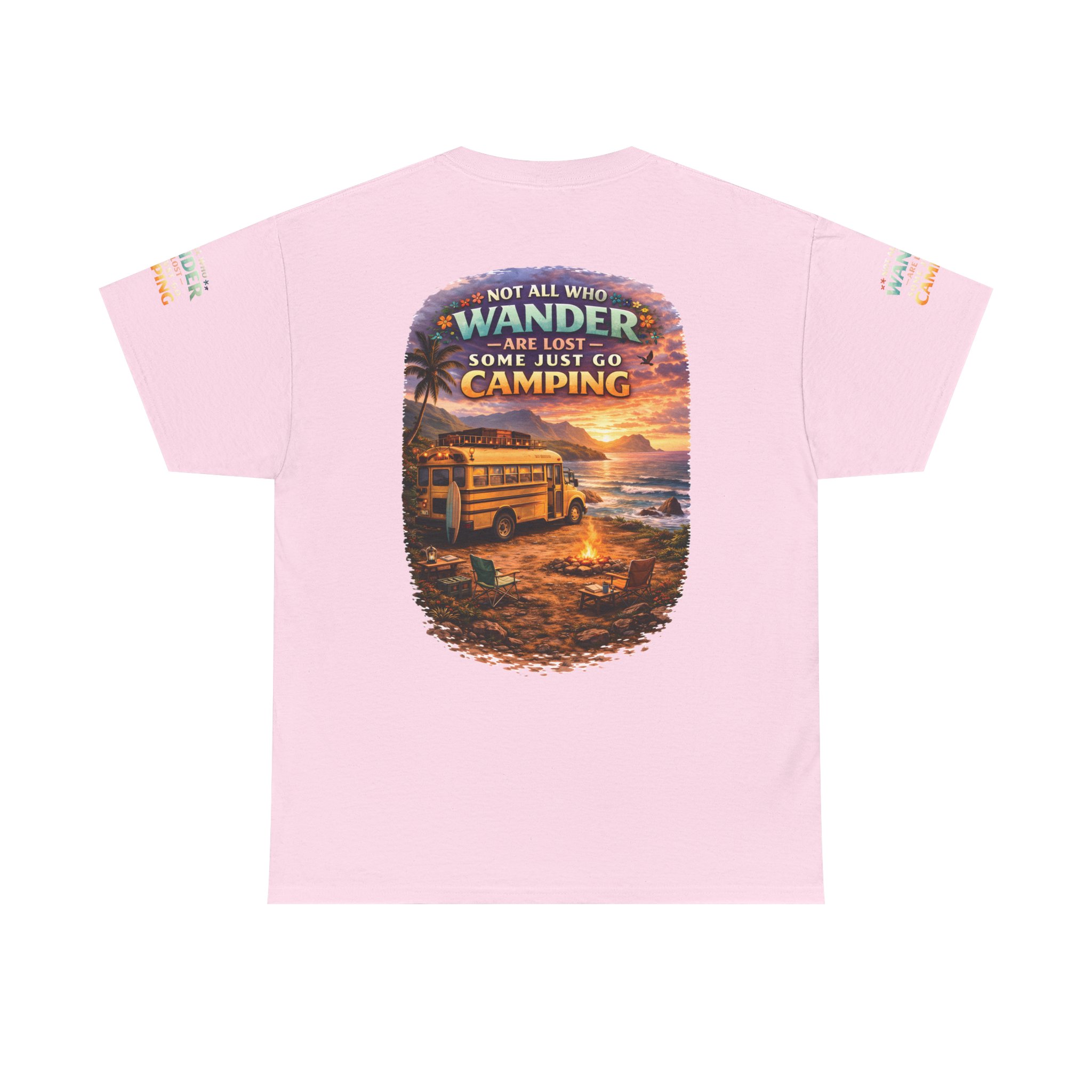 Unisex Heavy Cotton Tee — "Not All Who Wander Are Lost" Design Scenic-Line