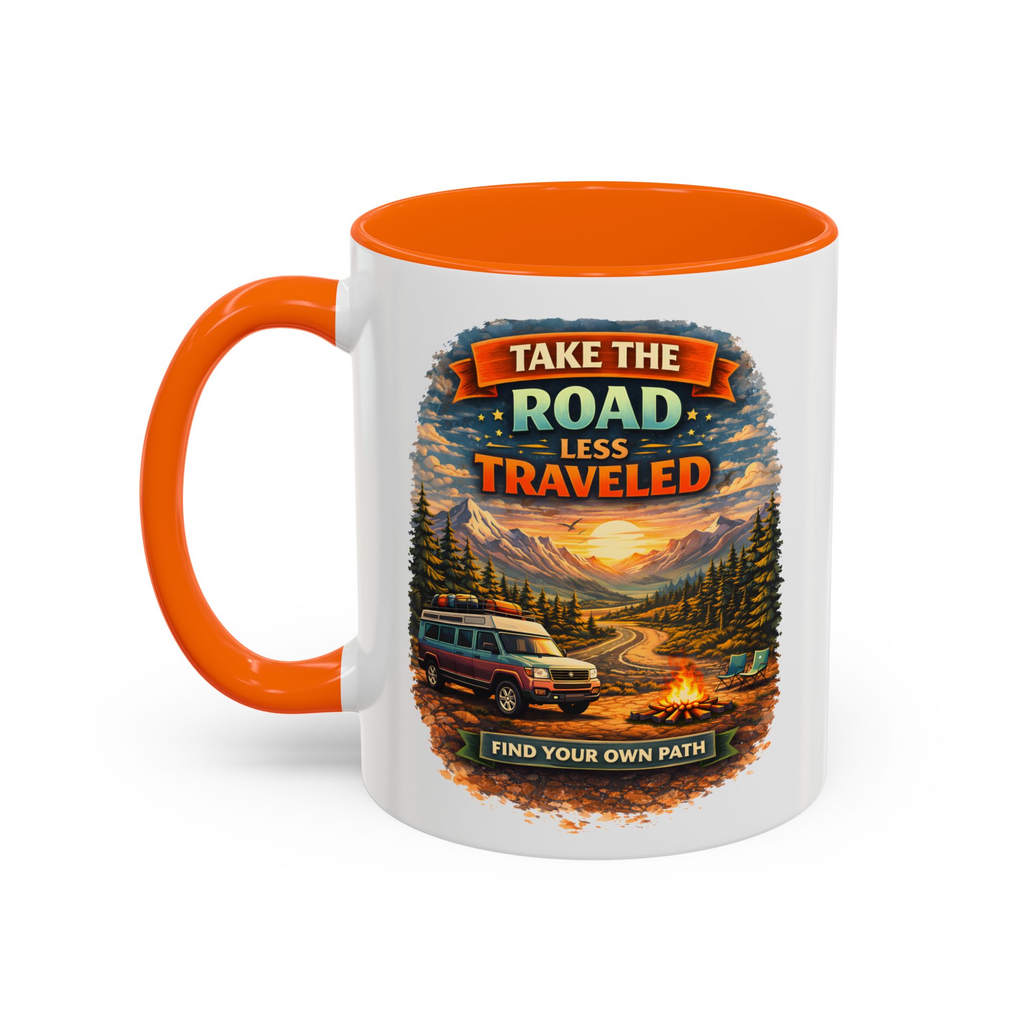 5558612648386929143_2048.jpeg Accent Coffee Mug (11, 15oz) — "Take The Road Less Traveled" Design Scenic-Line