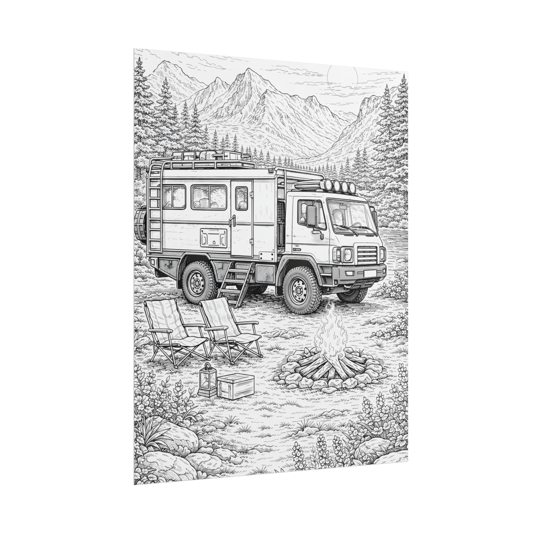 Campervan Poster — Vintage RV Camping Landscape Wall Art