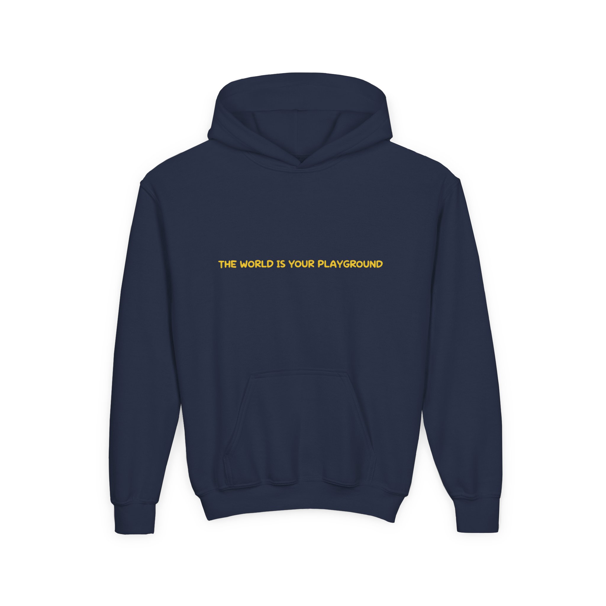 Youth Hoodie(Gildan) – "The World Is Your playground" (Design Sitcom-Line)