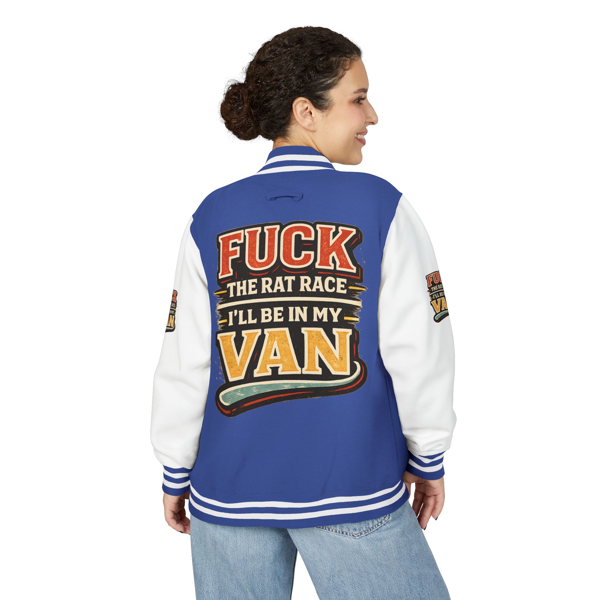 Unisex Heavyweight Letterman Jacket — "Fuck The Rat Race" Design F**K-Line
