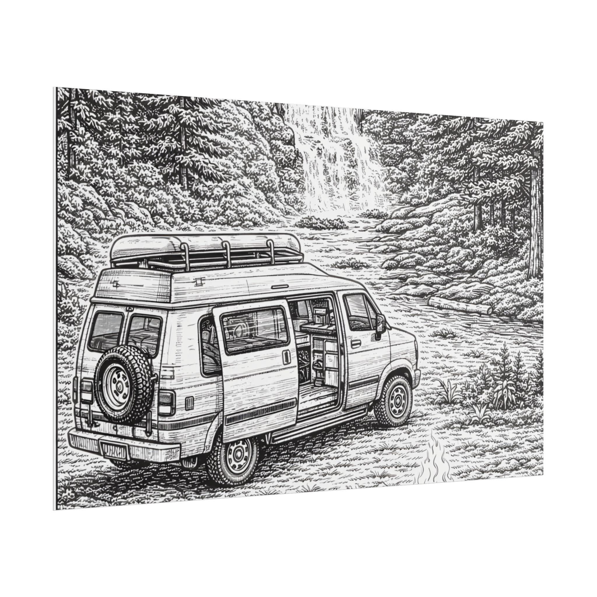Campervan Poster — Vintage RV Camping Landscape Wall Art