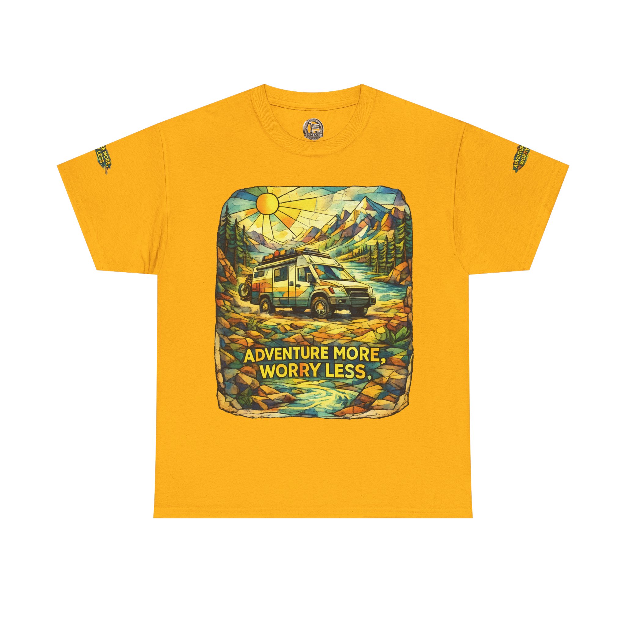 5569208687248421786_2048.jpeg Unisex Heavy Cotton Tee — "Adventure More Worry Less" Design Cubic-Line