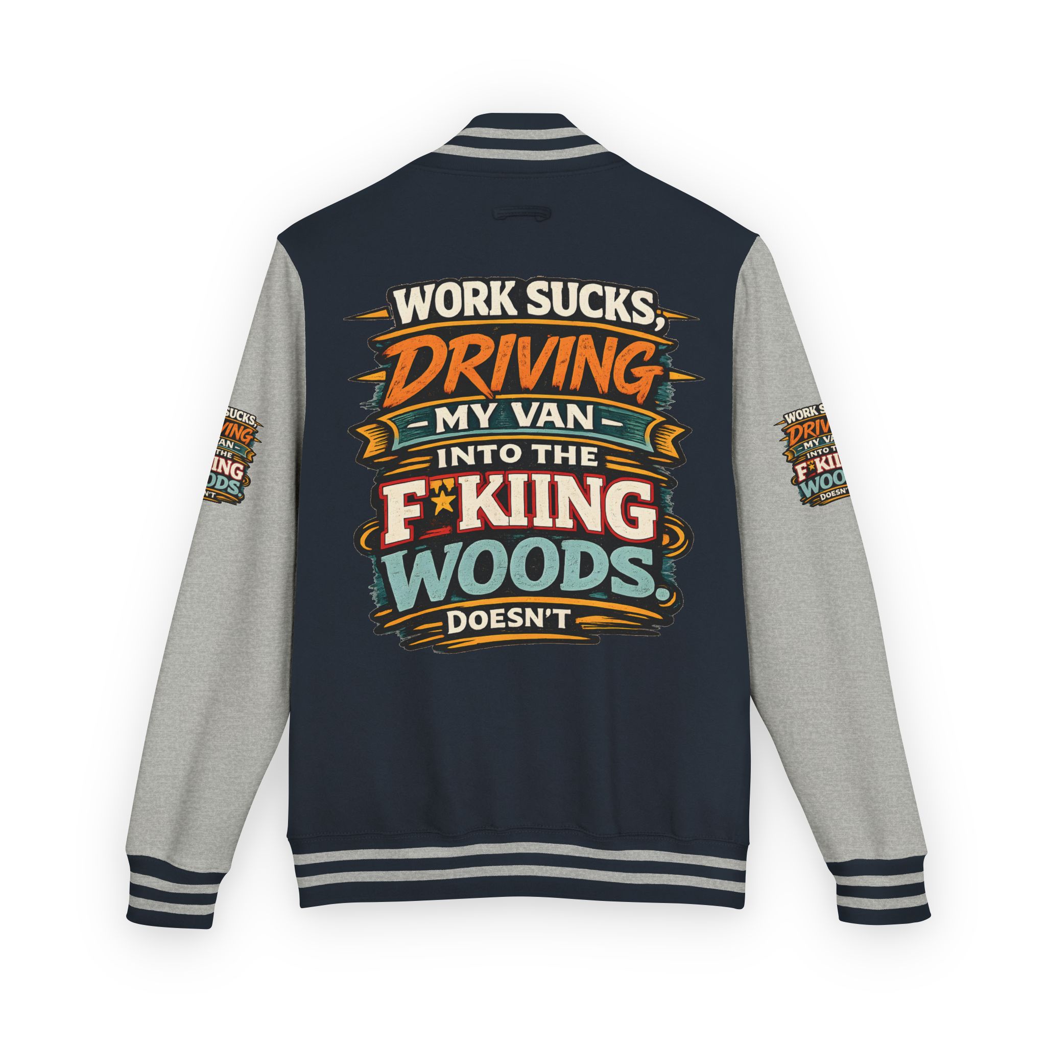 Unisex Heavyweight Letterman Jacket — "Work Sucks" Design F**K-Line