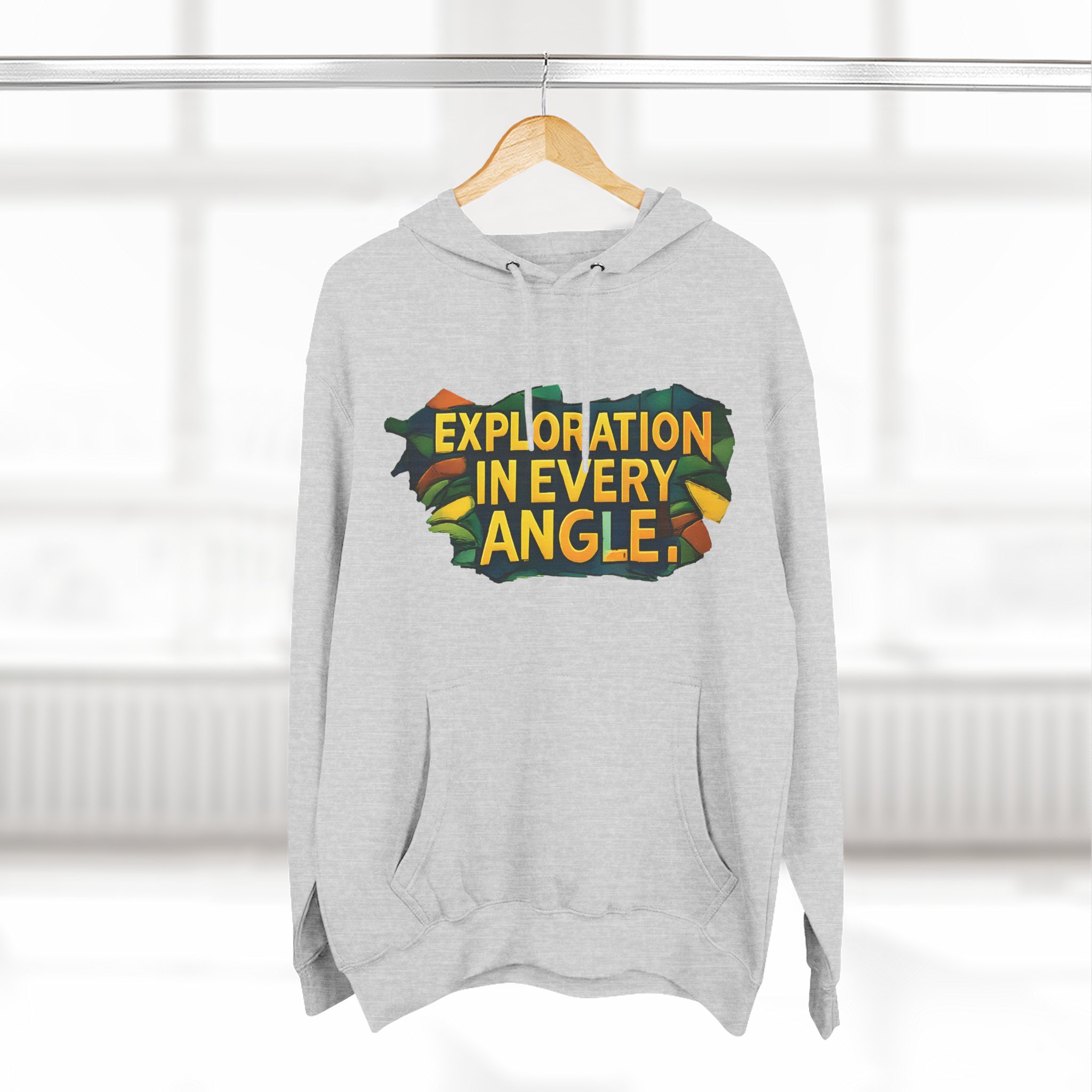 Three-Panel Fleece Hoodie - "Exploration In Every Angle" Design Cubic-Line