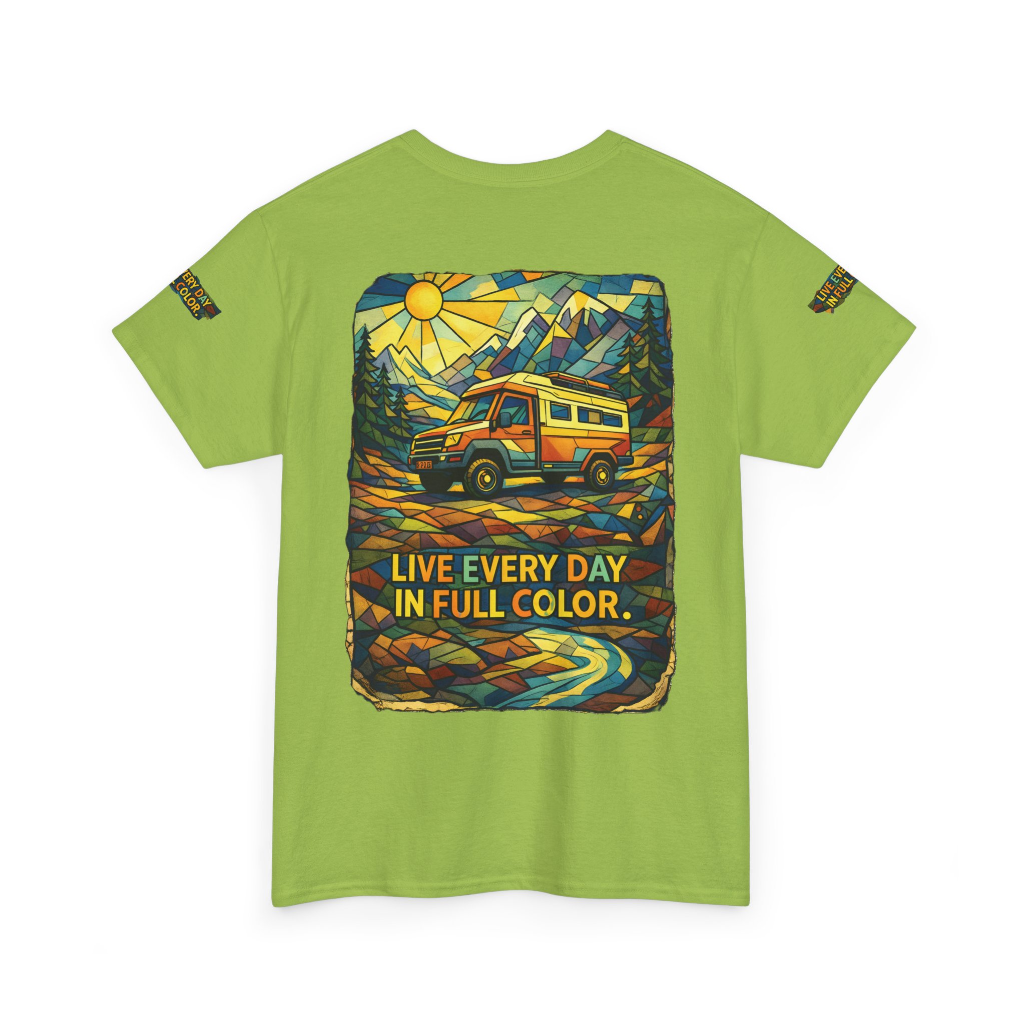 5587644055294301495_2048.jpeg Unisex Heavy Cotton Tee — "Live Life Every Day In Full Color" Design Cubic-Line