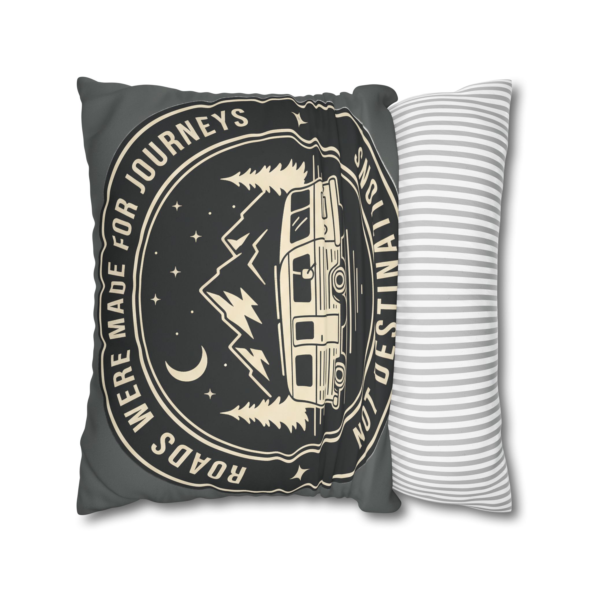 Pillowcase — "ROAD WHERE MADE FOR JOURNEYS-NOT DESTINATIONS" Faux Suede Travel Throw Pillow Cover