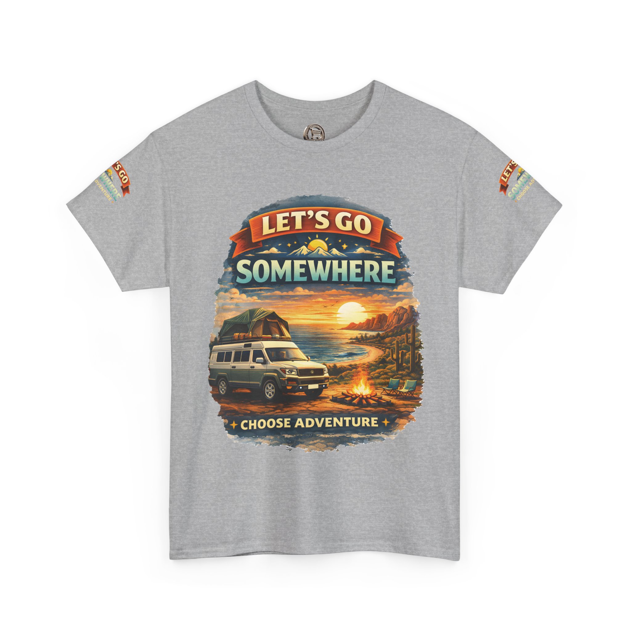 Unisex Heavy Cotton Tee — "Lets Go Somewhere" Design Scenic-Line