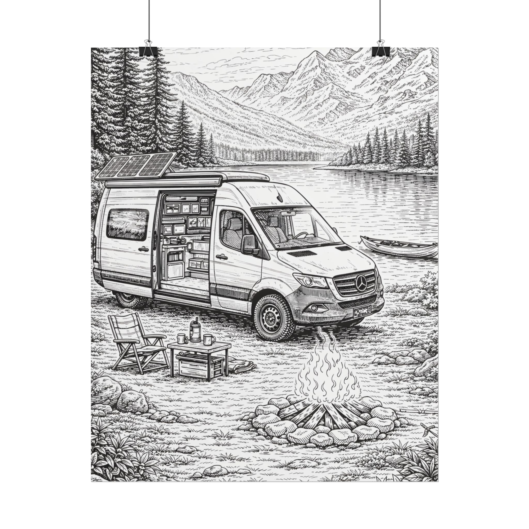 Campervan Poster — Vintage RV Camping Landscape Wall Art