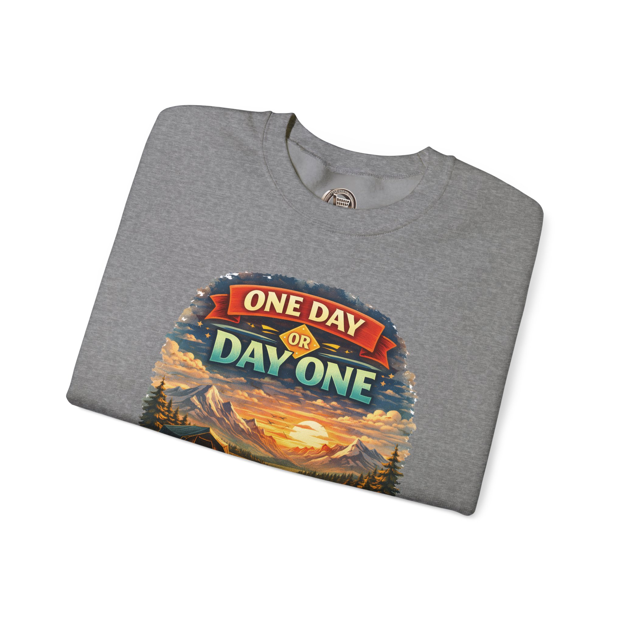 Unisex Heavy Blend™ Crewneck Sweatshirt — "One Day Or Day One" Design Scenic-Line