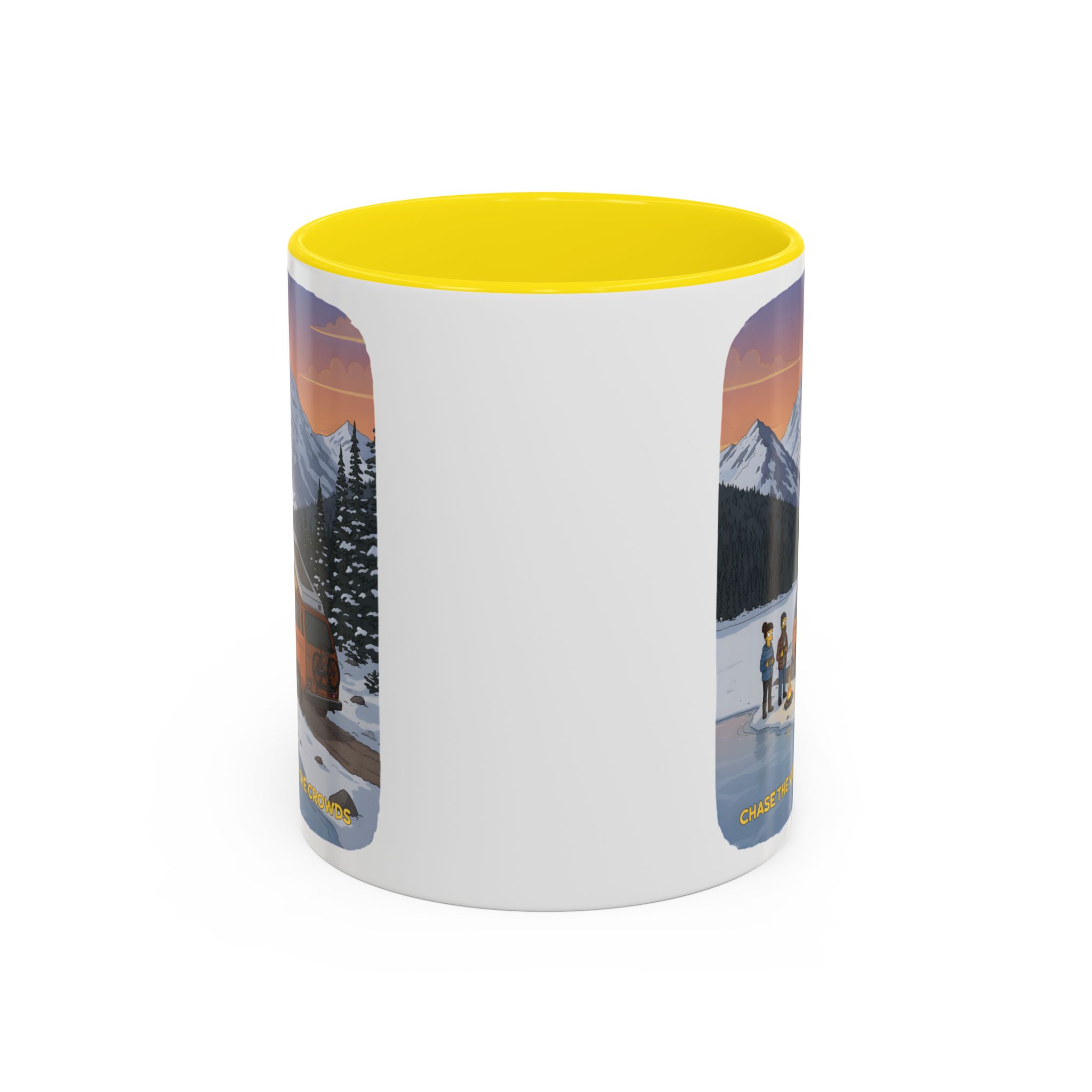 Accent Coffee Mug (11, 15oz) — "Chase The Views-Not The Crowds"" Design Sitcom-Line
