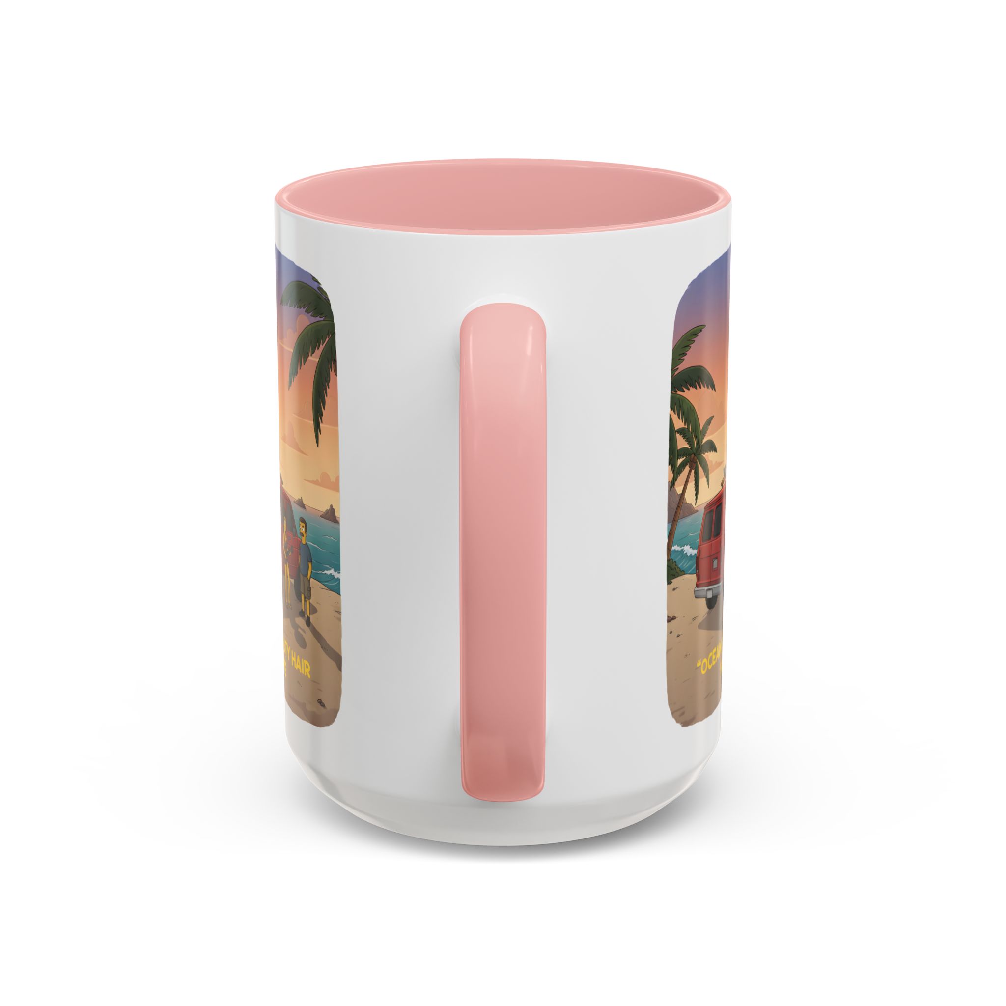 Accent Coffee Mug (11, 15oz) — "Ocean Air Salty Hair Van Life" Design Sitcom-Line