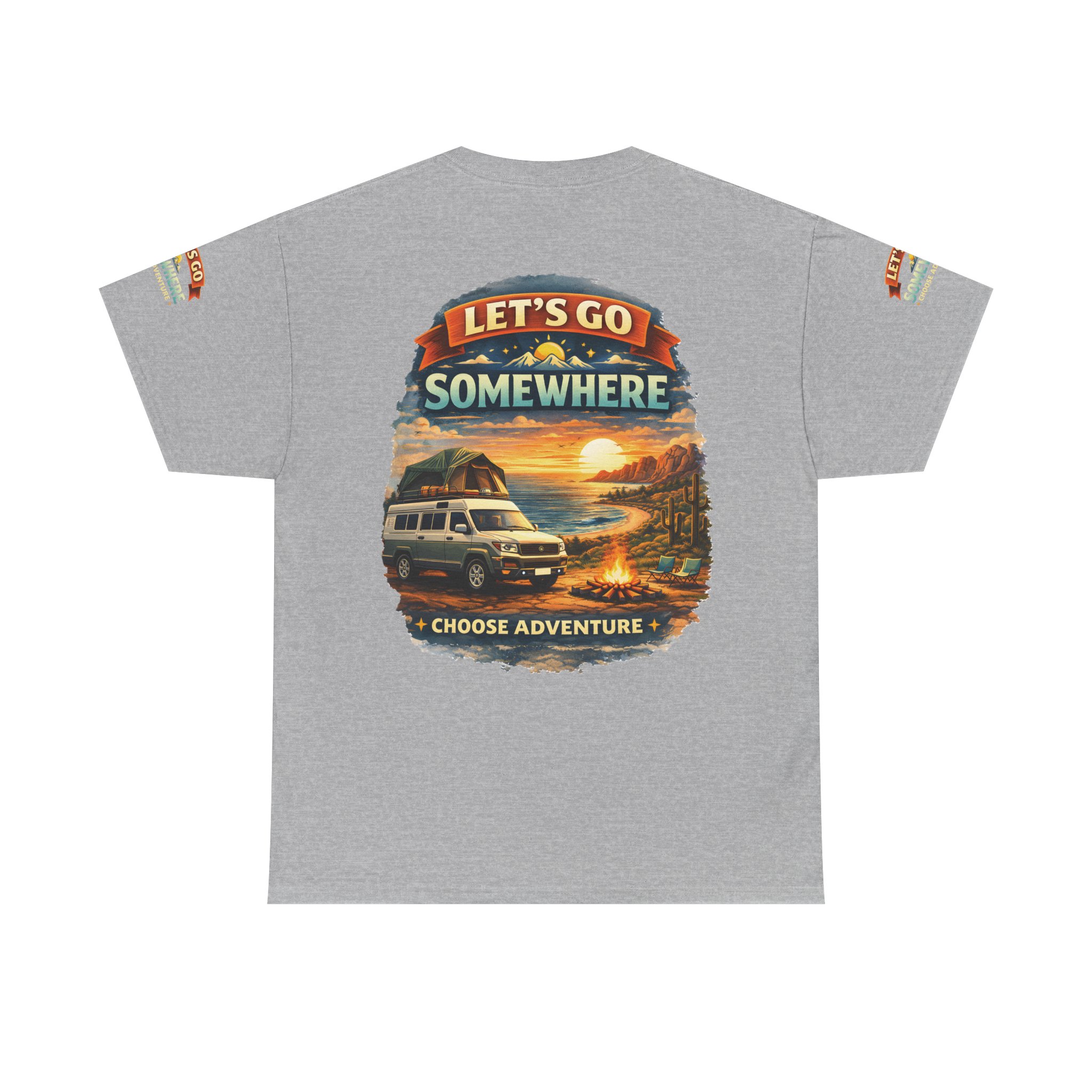 Unisex Heavy Cotton Tee — "Lets Go Somewhere" Design Scenic-Line