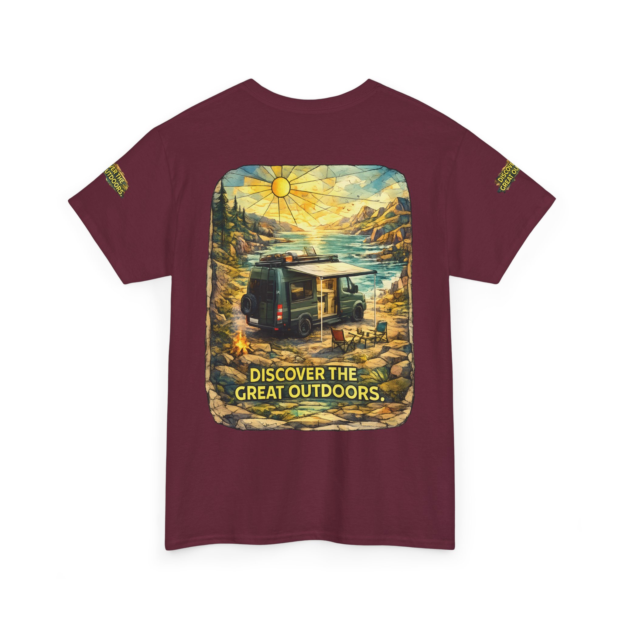Unisex Heavy Cotton Tee — "Discover The Great Outdoors" Design Cubic-Line