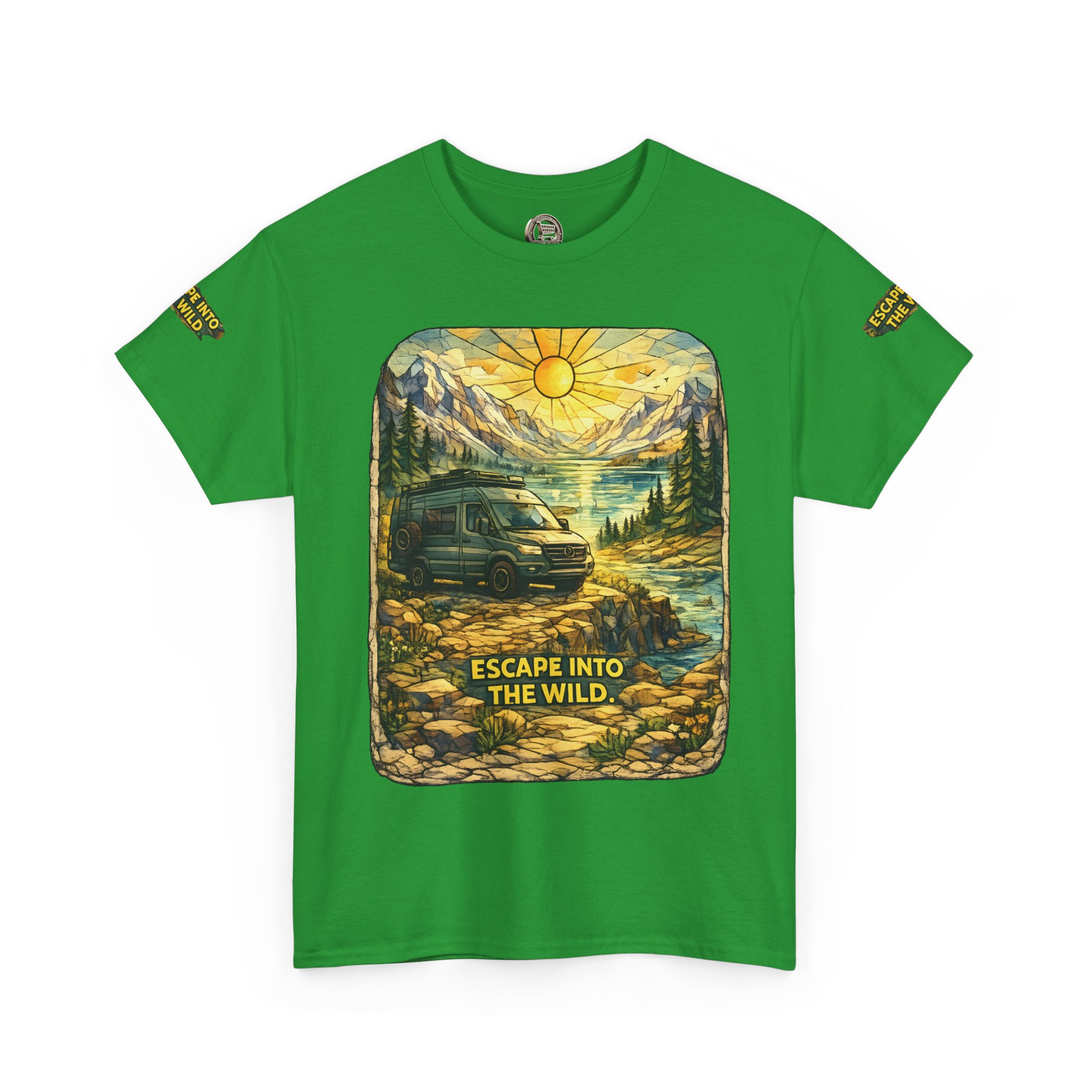 Unisex Heavy Cotton Tee — "Escape Into The Wild" Design Cubic-Line