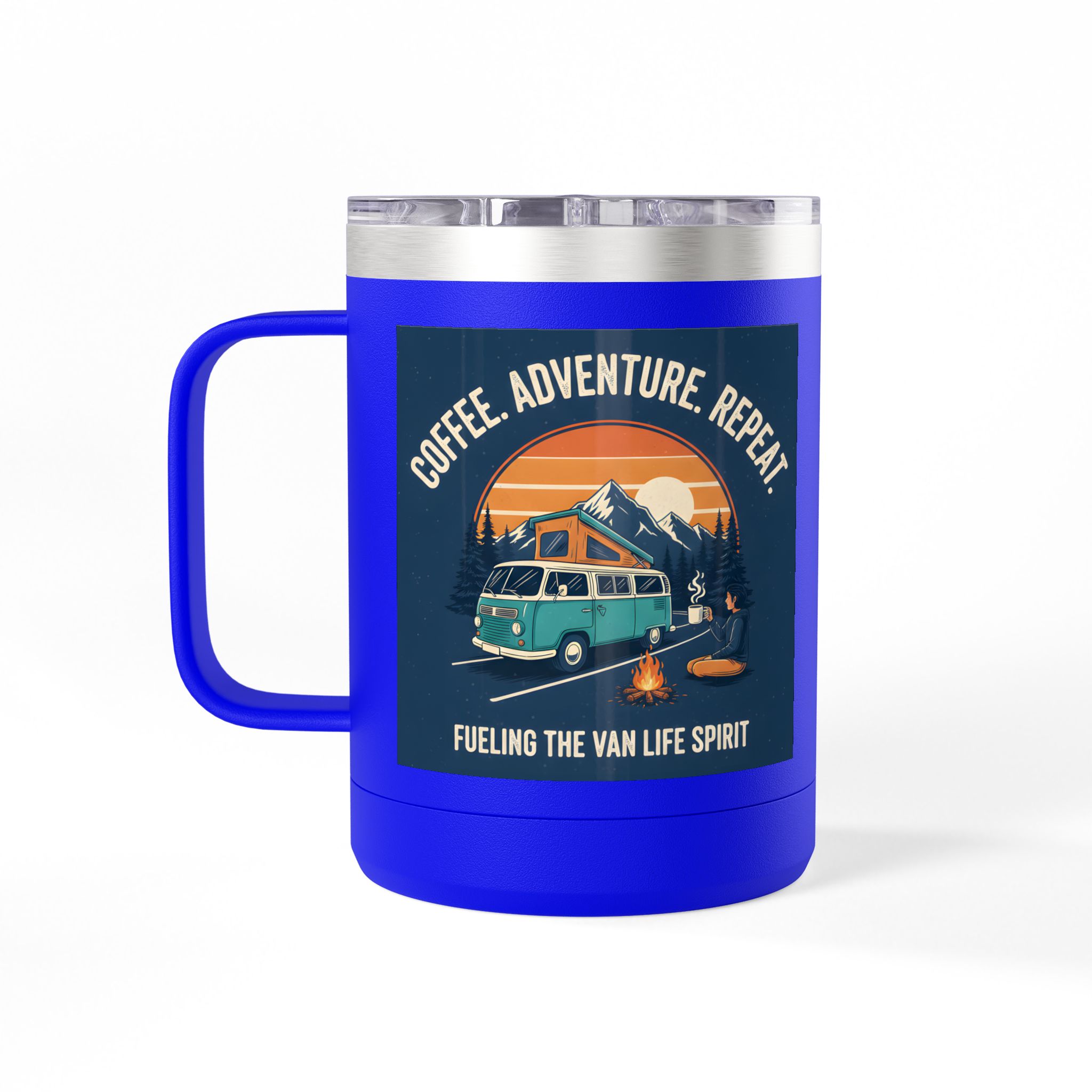 Coffee Mug Tumbler, 15oz — “Coffee. Adventure. Repeat.”