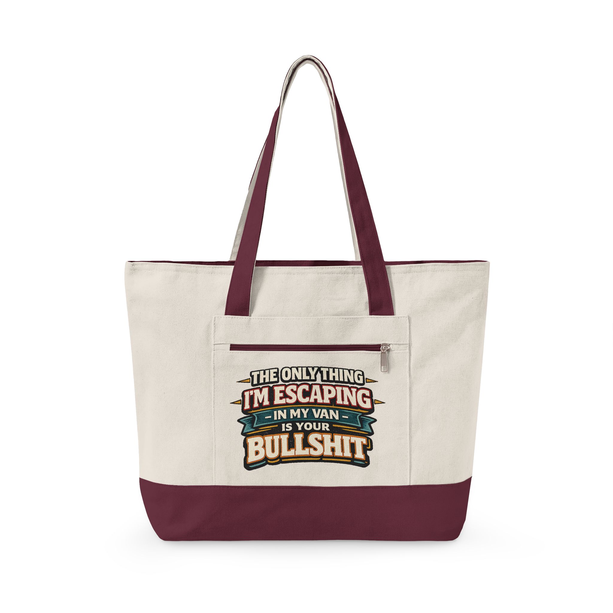 Zippered Canvas Tote — "The Only Thing Im Escaping" (Design F**K-Line)