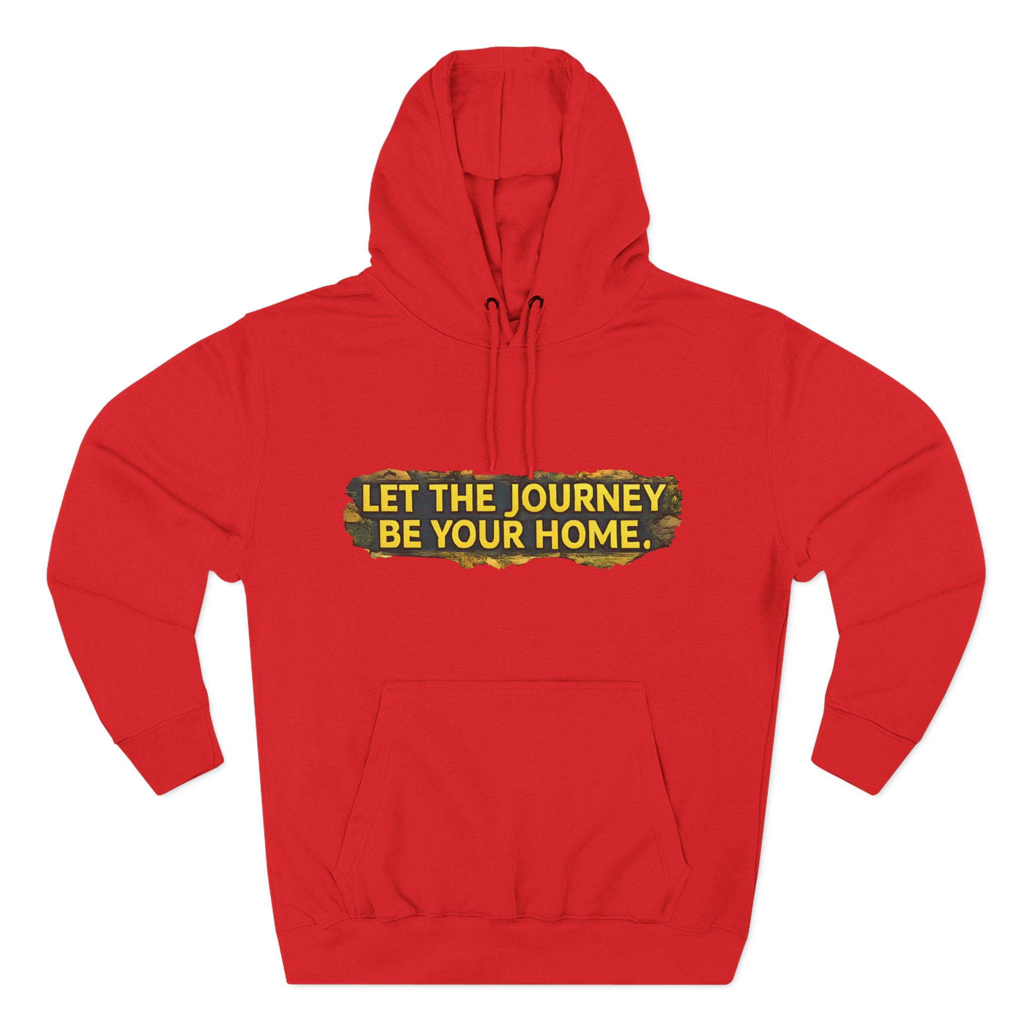 Three-Panel Fleece Hoodie - "Let The Journey Be Your Home" Design Cubic-Line