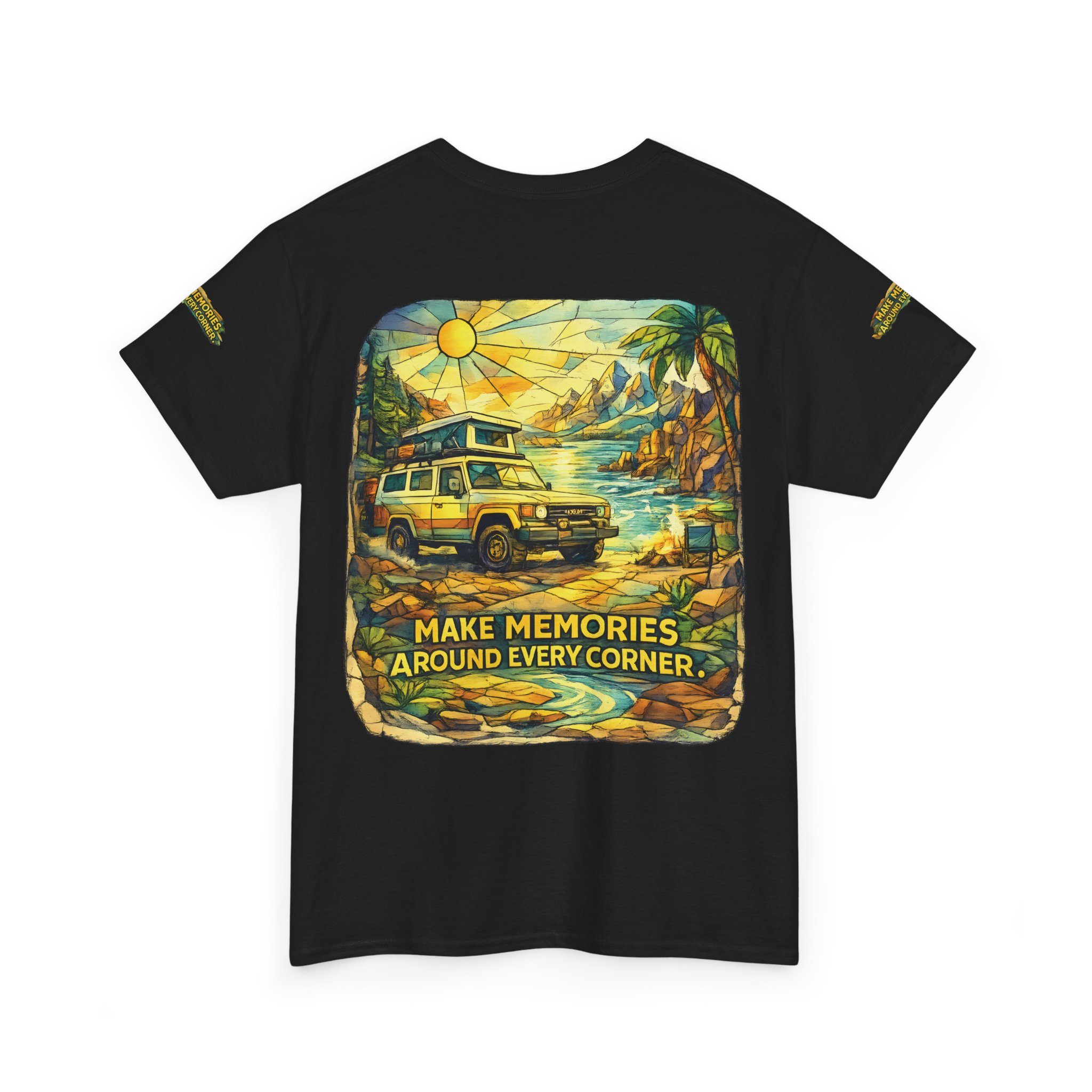 5623196434884084250_2048.jpeg Unisex Heavy Cotton Tee — "Make Memories Around Every Corner" Design Cubic-Line