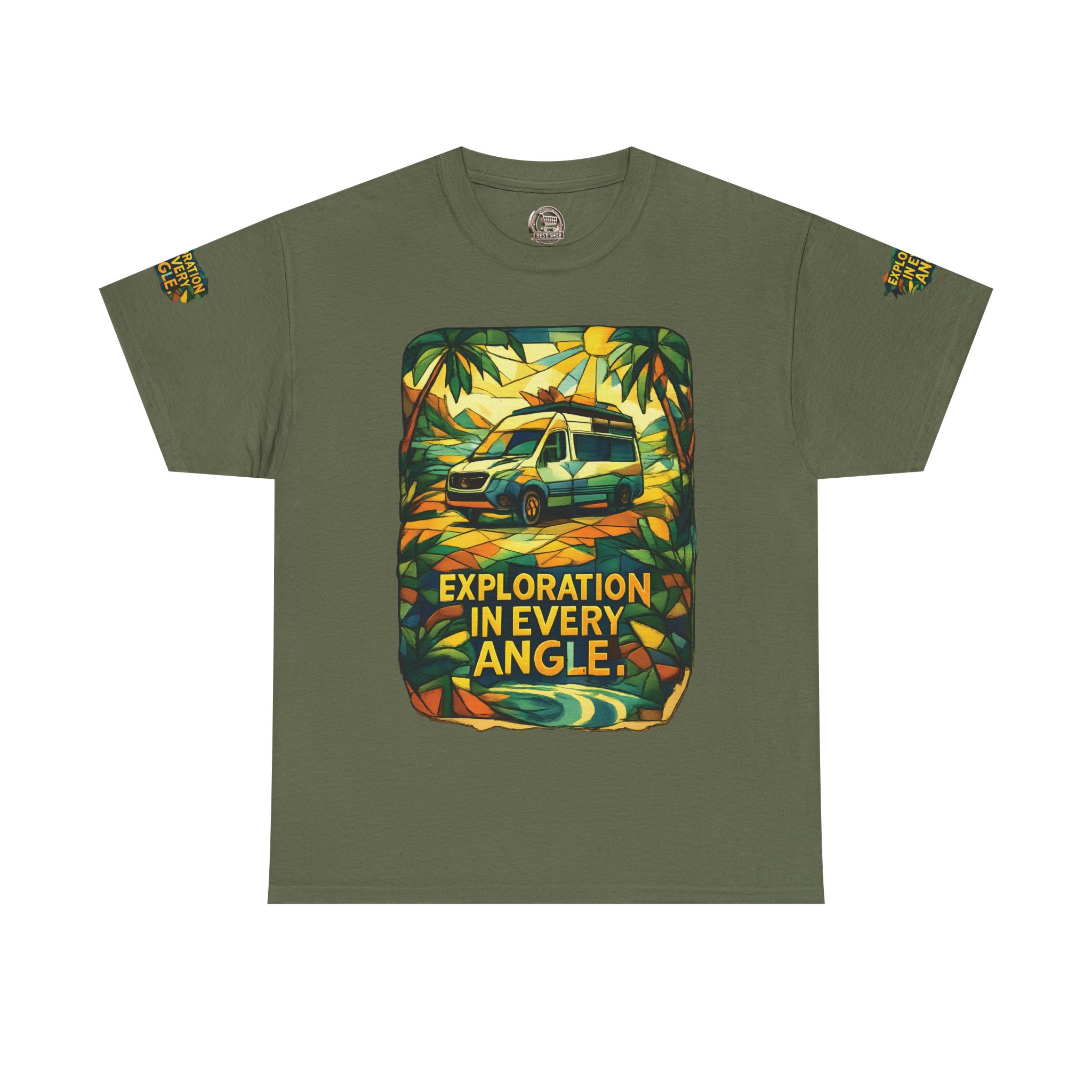 Unisex Heavy Cotton Tee — "Exploration In Every Angle" Design Cubic-Line