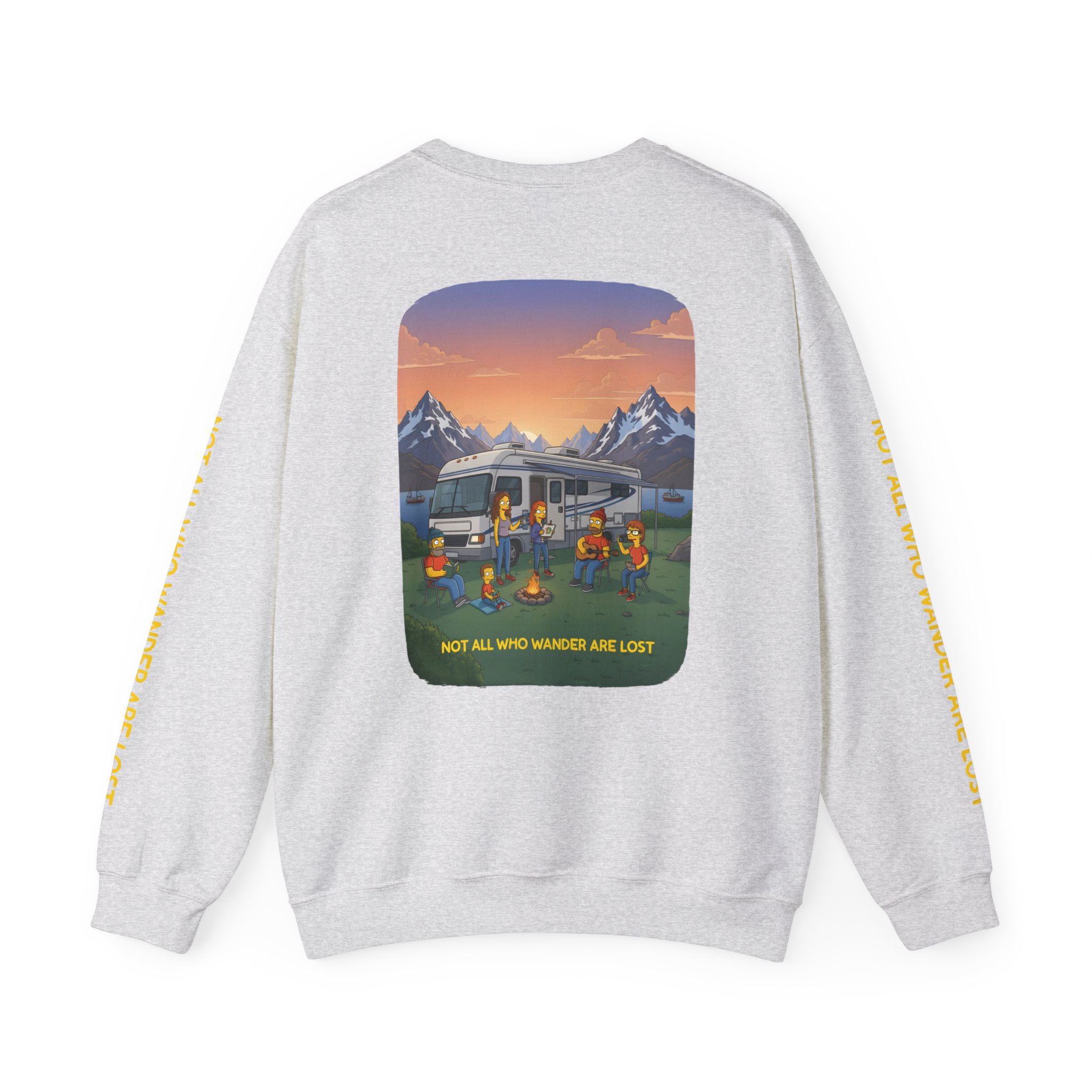 Unisex Heavy Blend™ Crewneck Sweatshirt — "Not All Who Wander Are Lost" Design Sitcom-Line