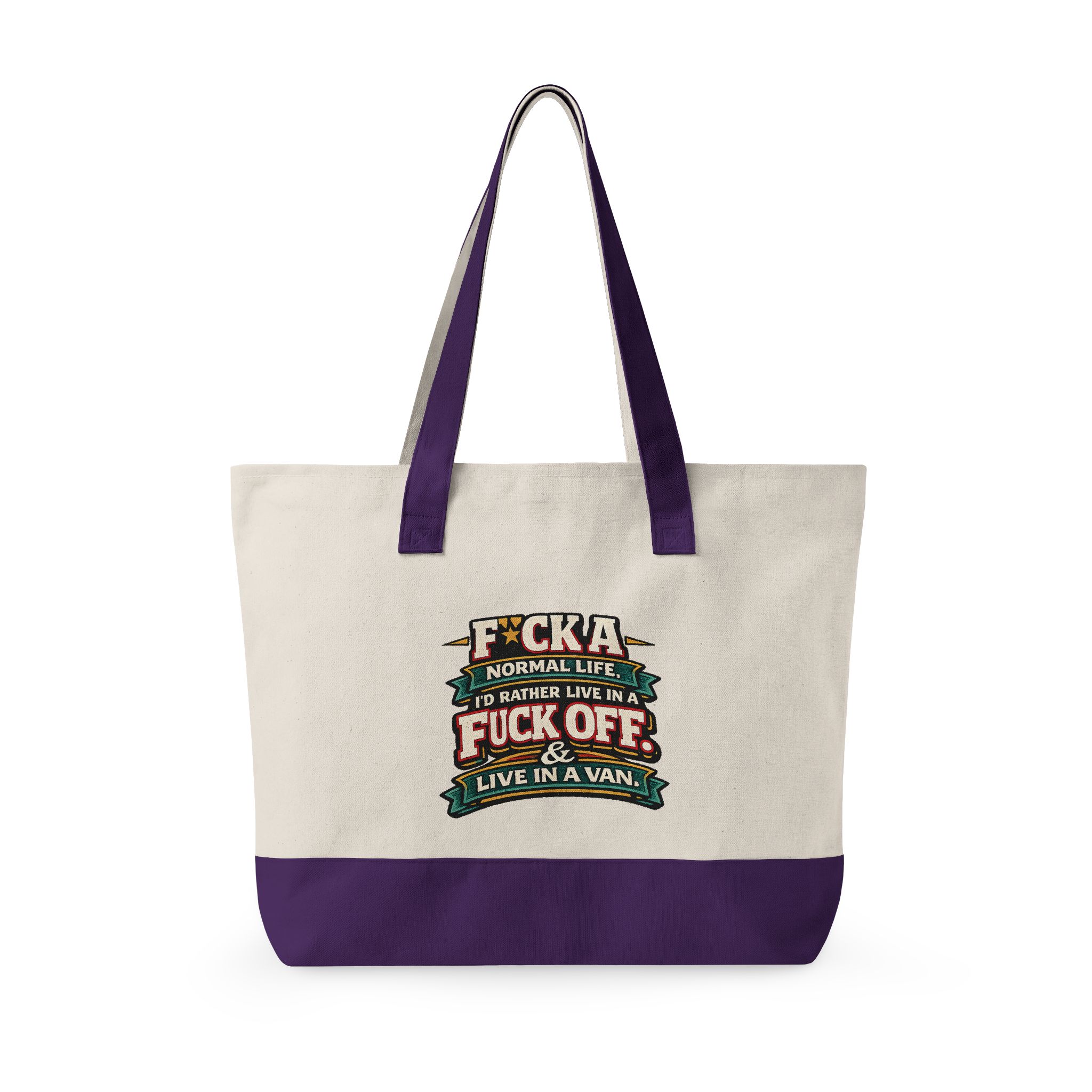 Zippered Canvas Tote — "F**k A Normal Life" (Design F**K-Line)