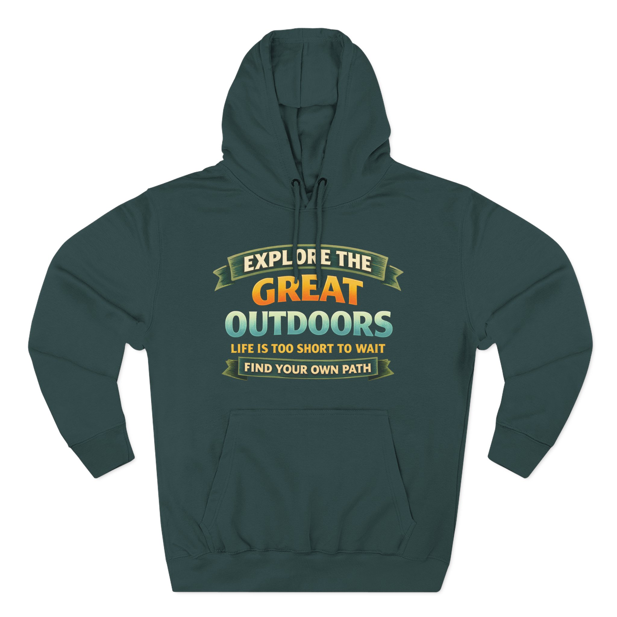 Three-Panel Fleece Hoodie - "Explore The Great Outdoors" Design Scenic-Line