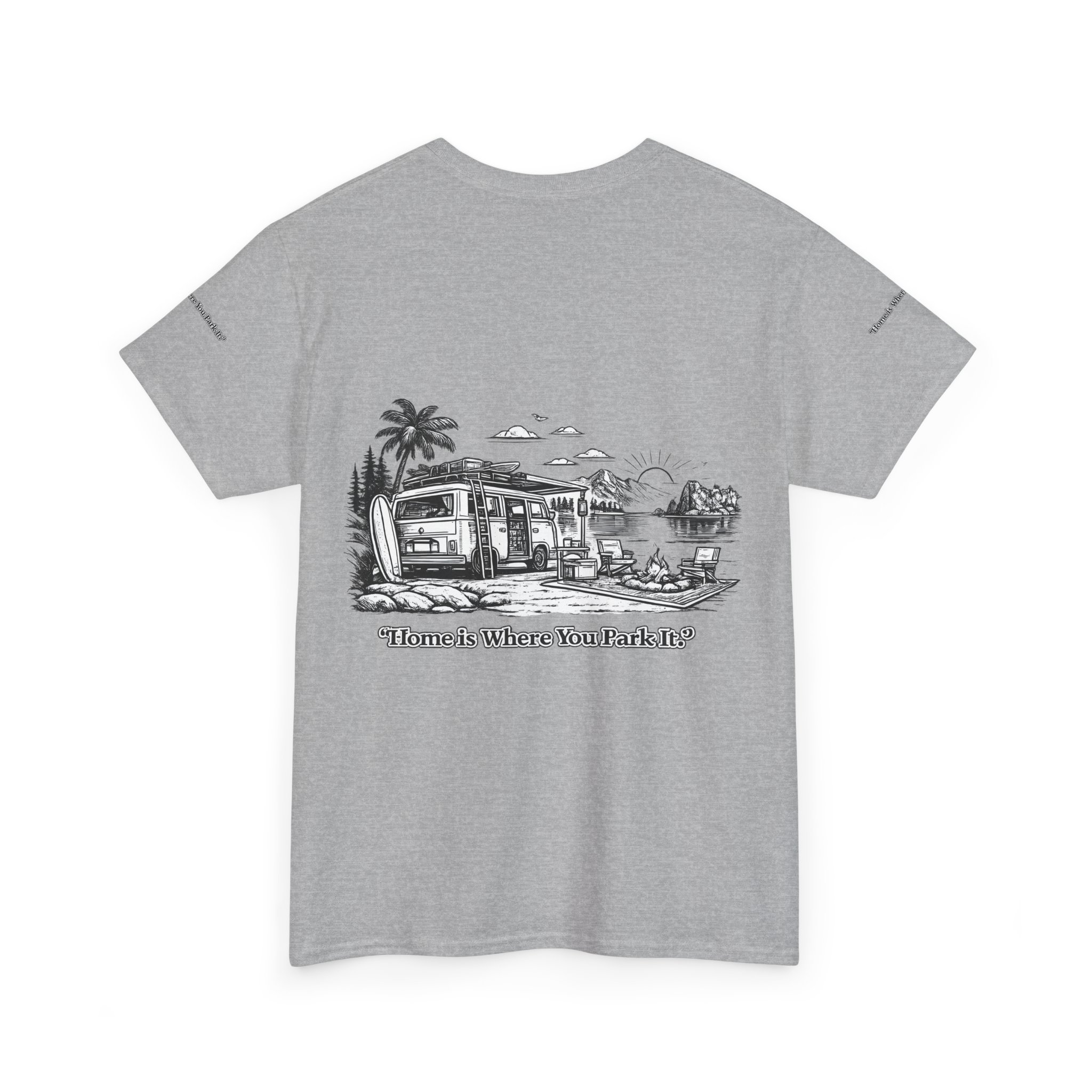 5643701026175095174_2048.jpeg Unisex Heavy Cotton Tee — "Home Is Where You Park It" Design Minimal-Line