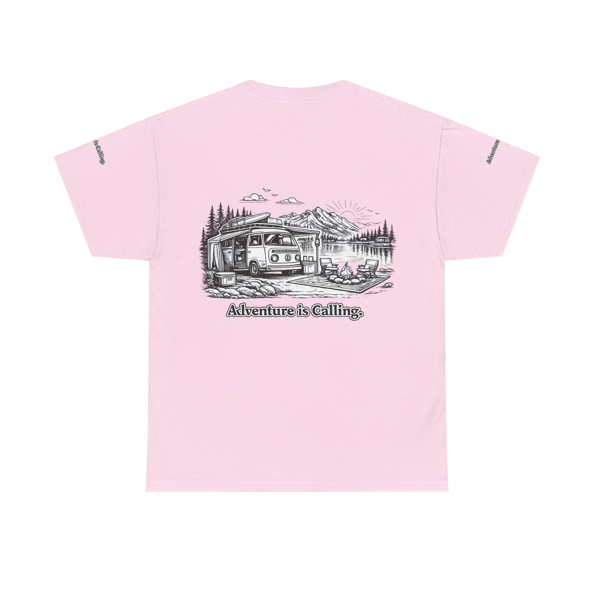 Unisex Heavy Cotton Tee — "Adventure Is Calling" Design Minimal-Line