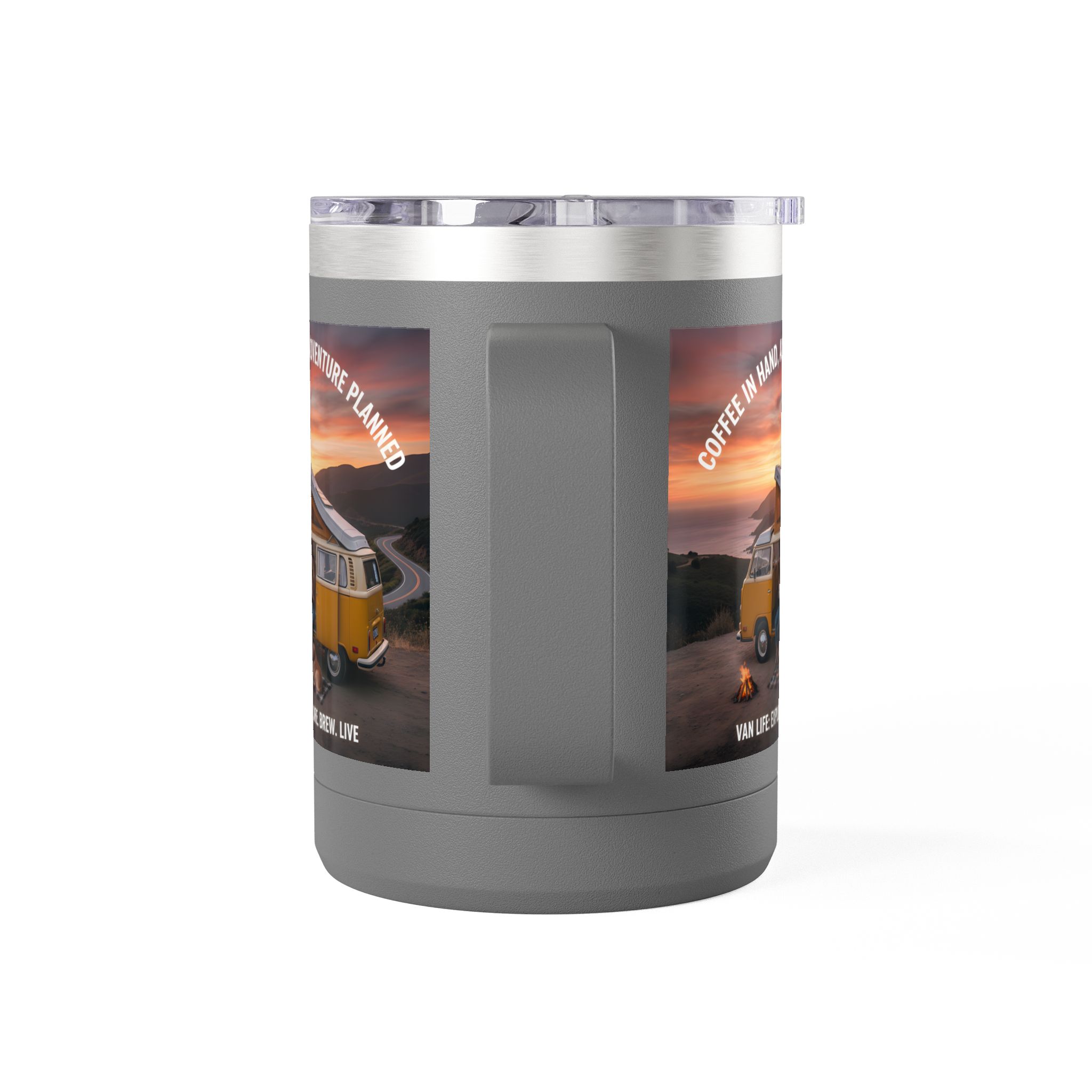 Coffee Mug Tumbler, 15oz — "Coffee in Hand, Adventure Planned"
