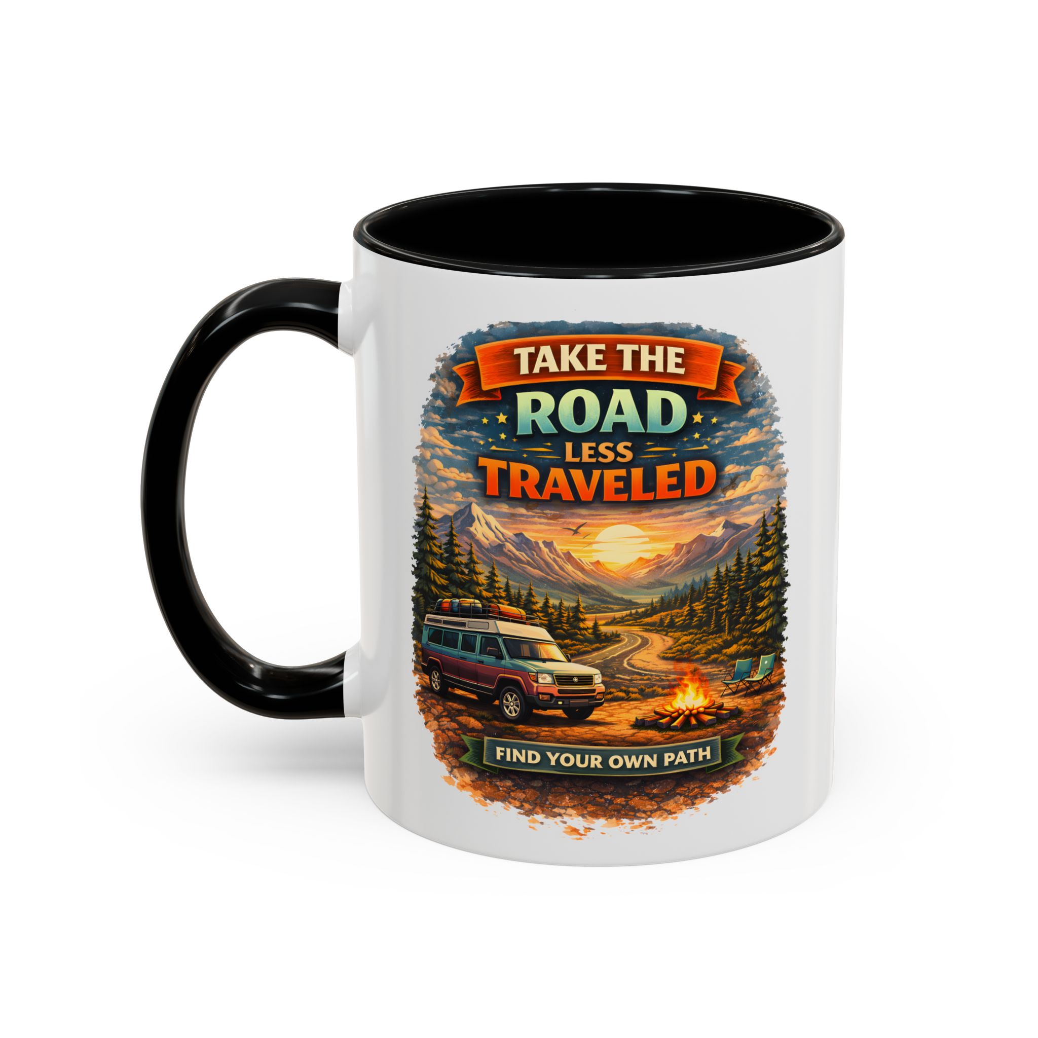 5659734286144599605_2048.jpeg Accent Coffee Mug (11, 15oz) — "Take The Road Less Traveled" Design Scenic-Line