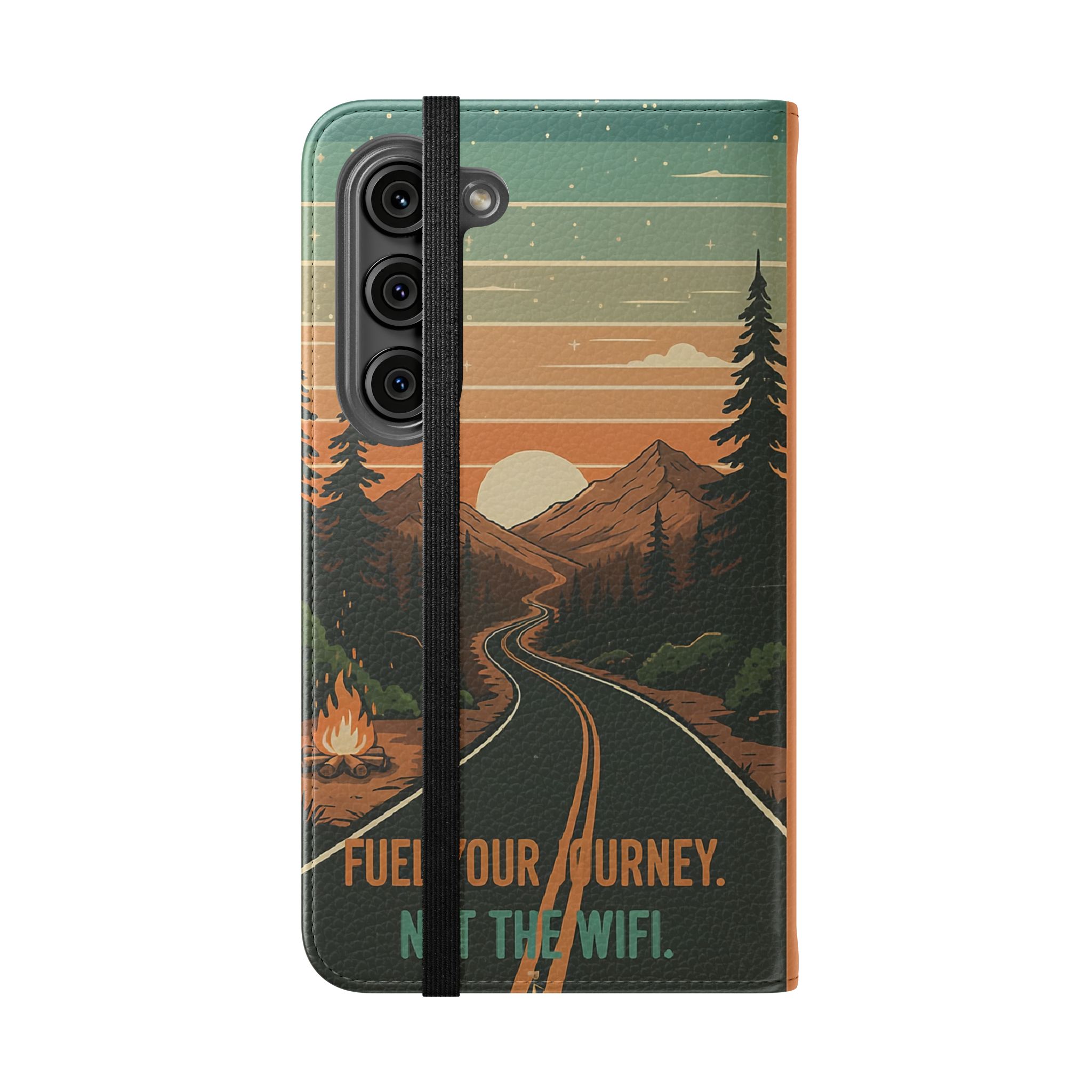 Flip Phone Case — "Adventure Awaits Unplug & Drive" Wallet Case