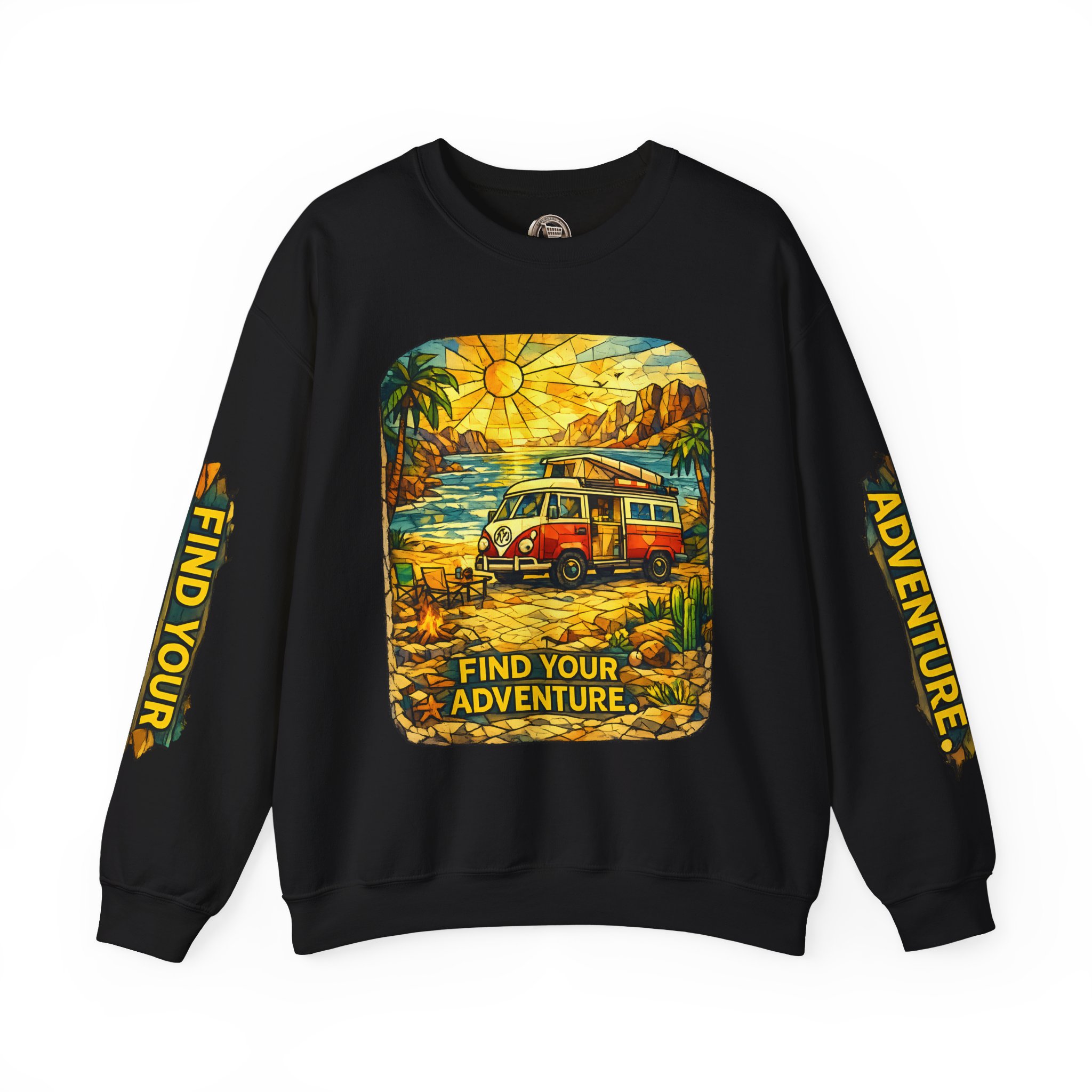 Unisex Heavy Blend™ Crewneck Sweatshirt — "Find Your Adventure" Design Cubic-Line