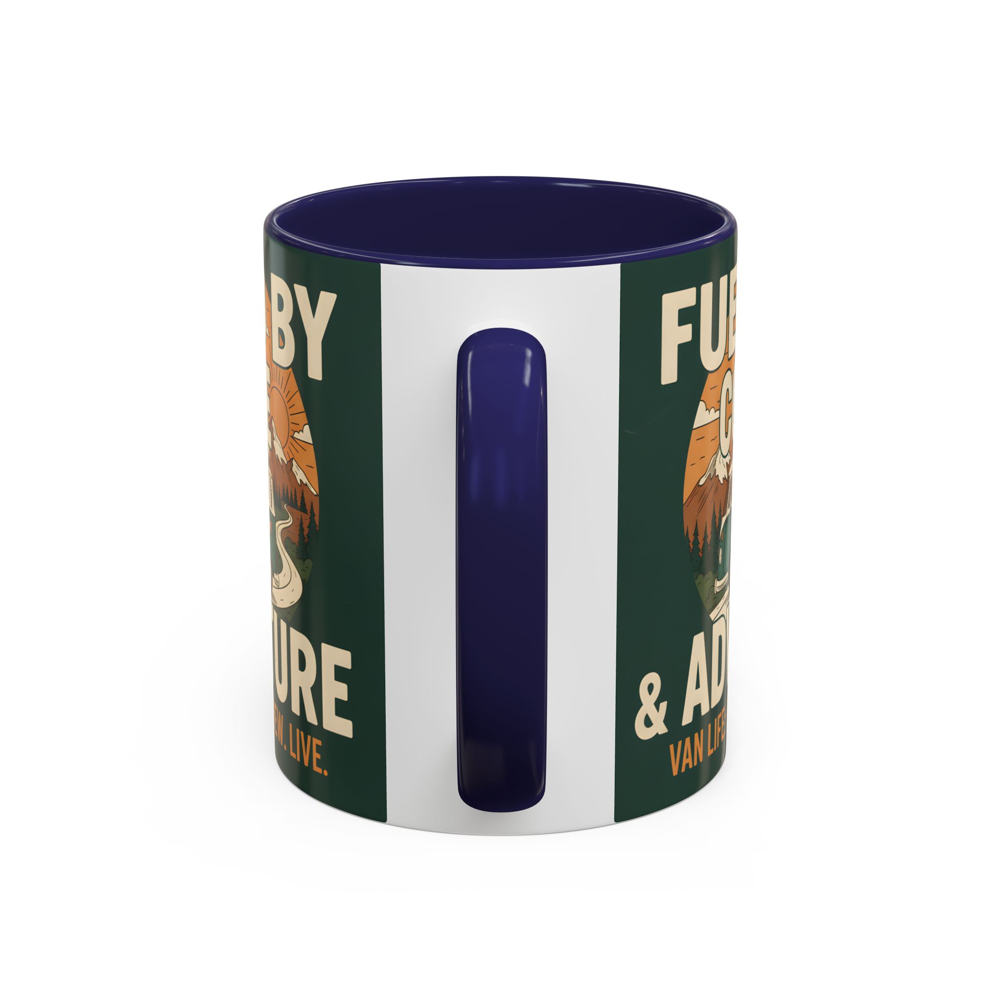 Accent Coffee Mug (11, 15oz) — "Fueled by Coffee & Adventure"