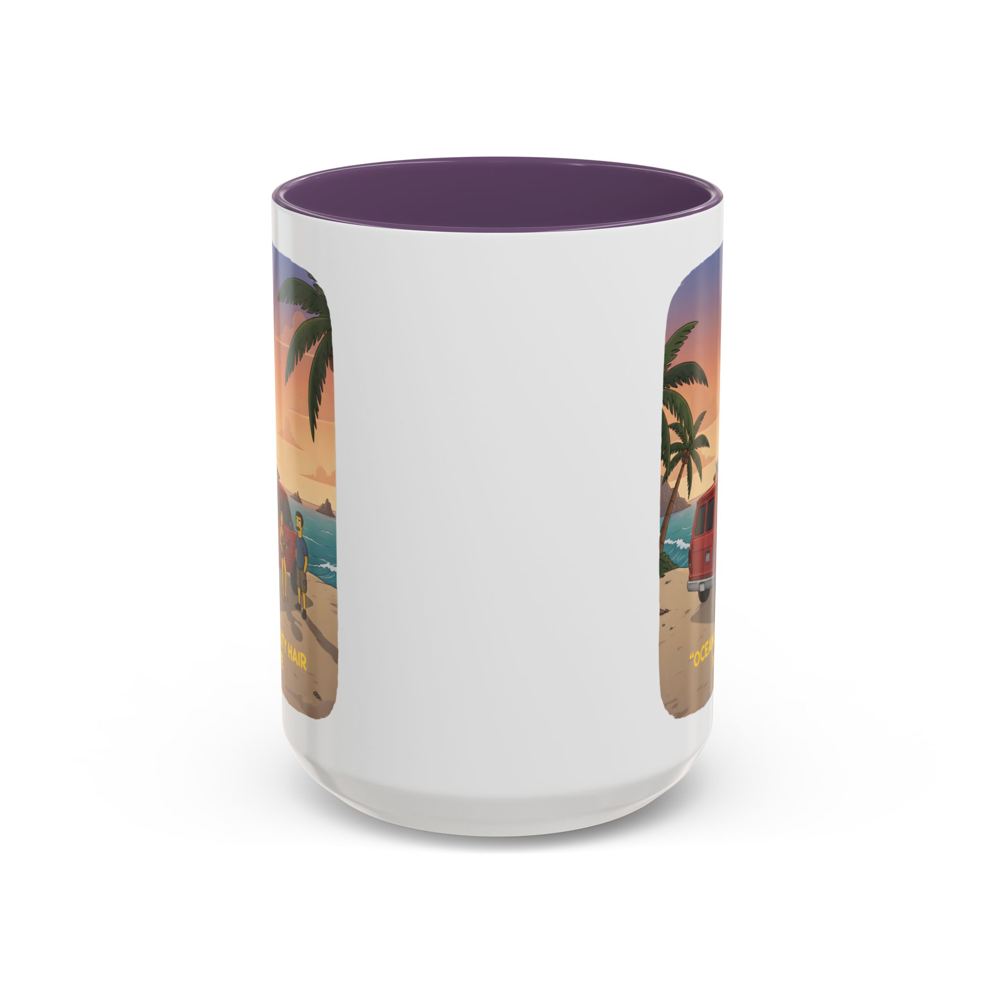 Accent Coffee Mug (11, 15oz) — "Ocean Air Salty Hair Van Life" Design Sitcom-Line